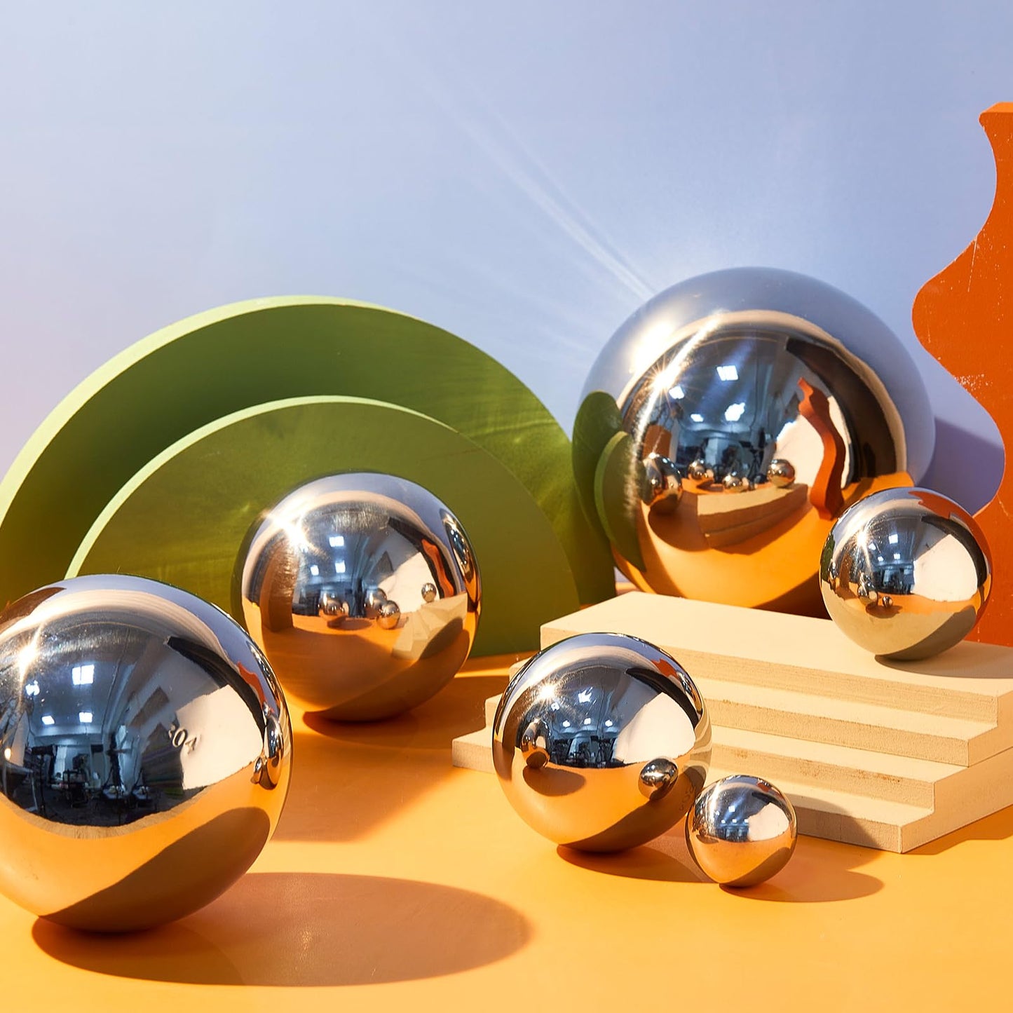 Shappy 6 Pcs Sensory Reflective Balls – Stainless Steel Gazing Mirror Balls for Sensory Play & Decor (1.5–5.9 in)