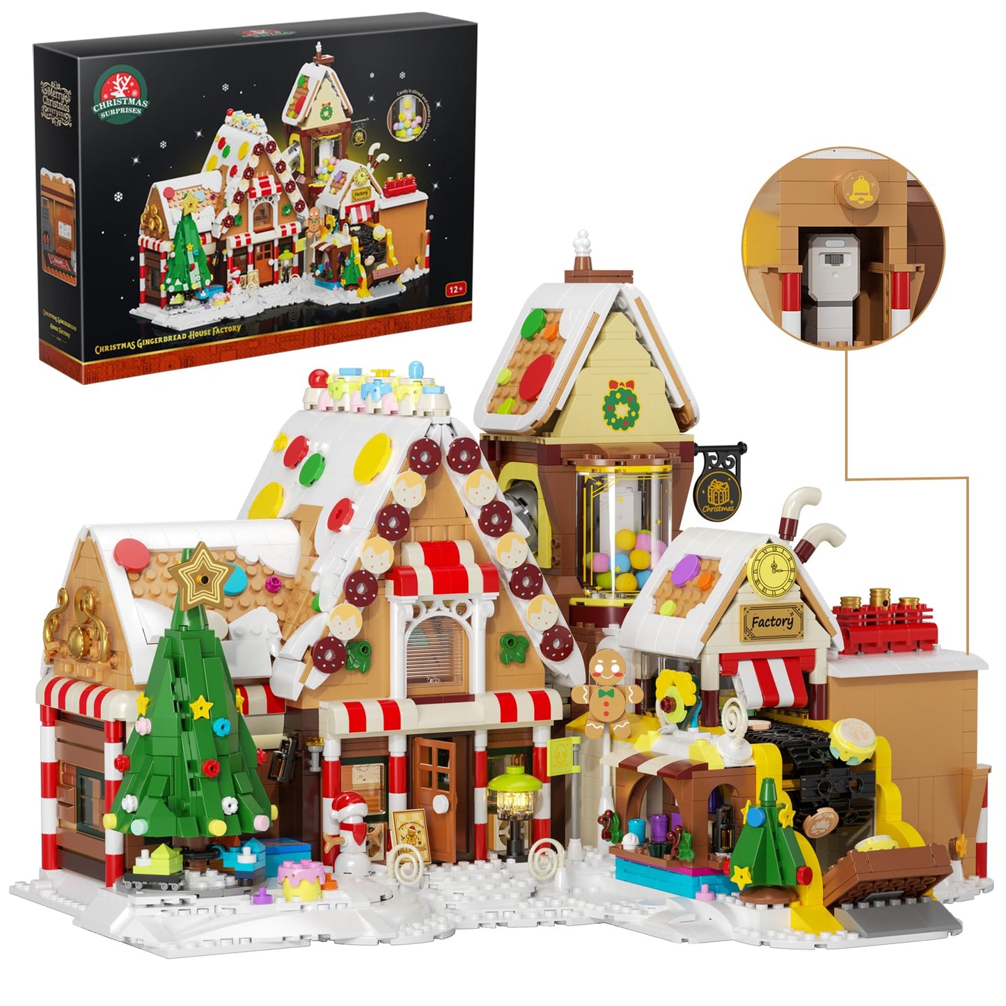 SHAREHB Christmas Gingerbread Factory Building Set – Motorized DIY Candy Kit