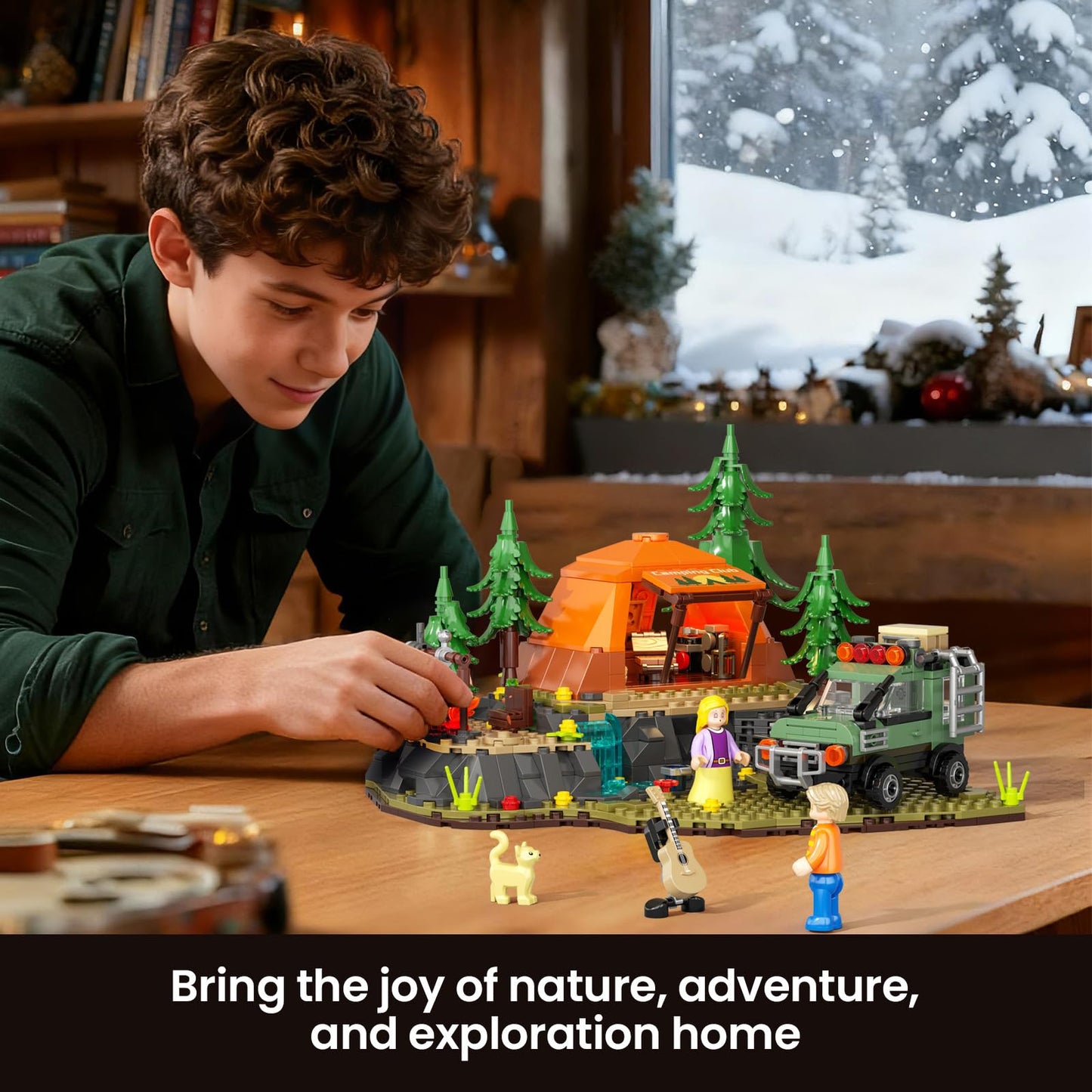 SHAREHB Mountain Camping Building Blocks Set – 677Pcs with Tent, Camper & Campfire