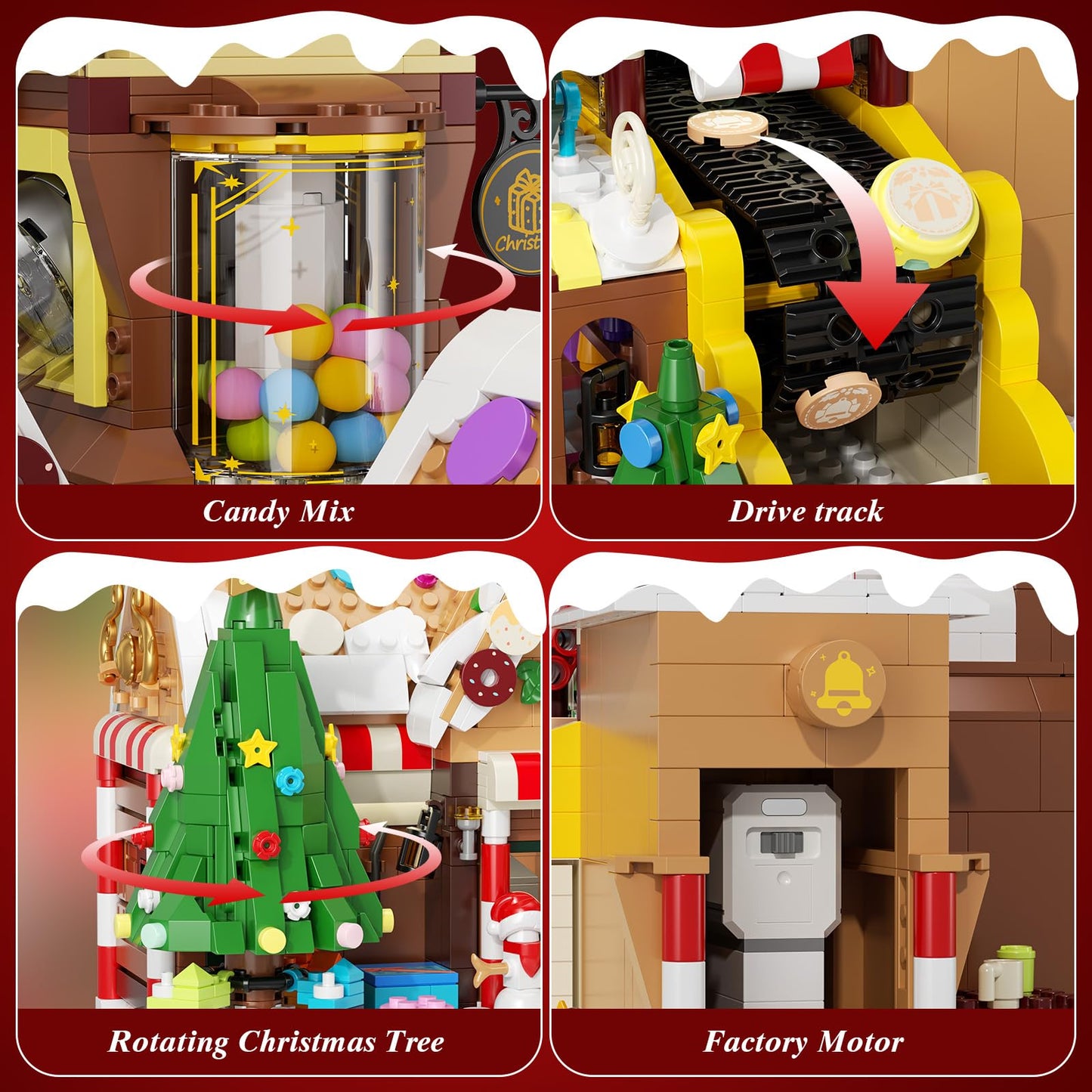 SHAREHB Christmas Gingerbread Factory Building Set – Motorized DIY Candy Kit