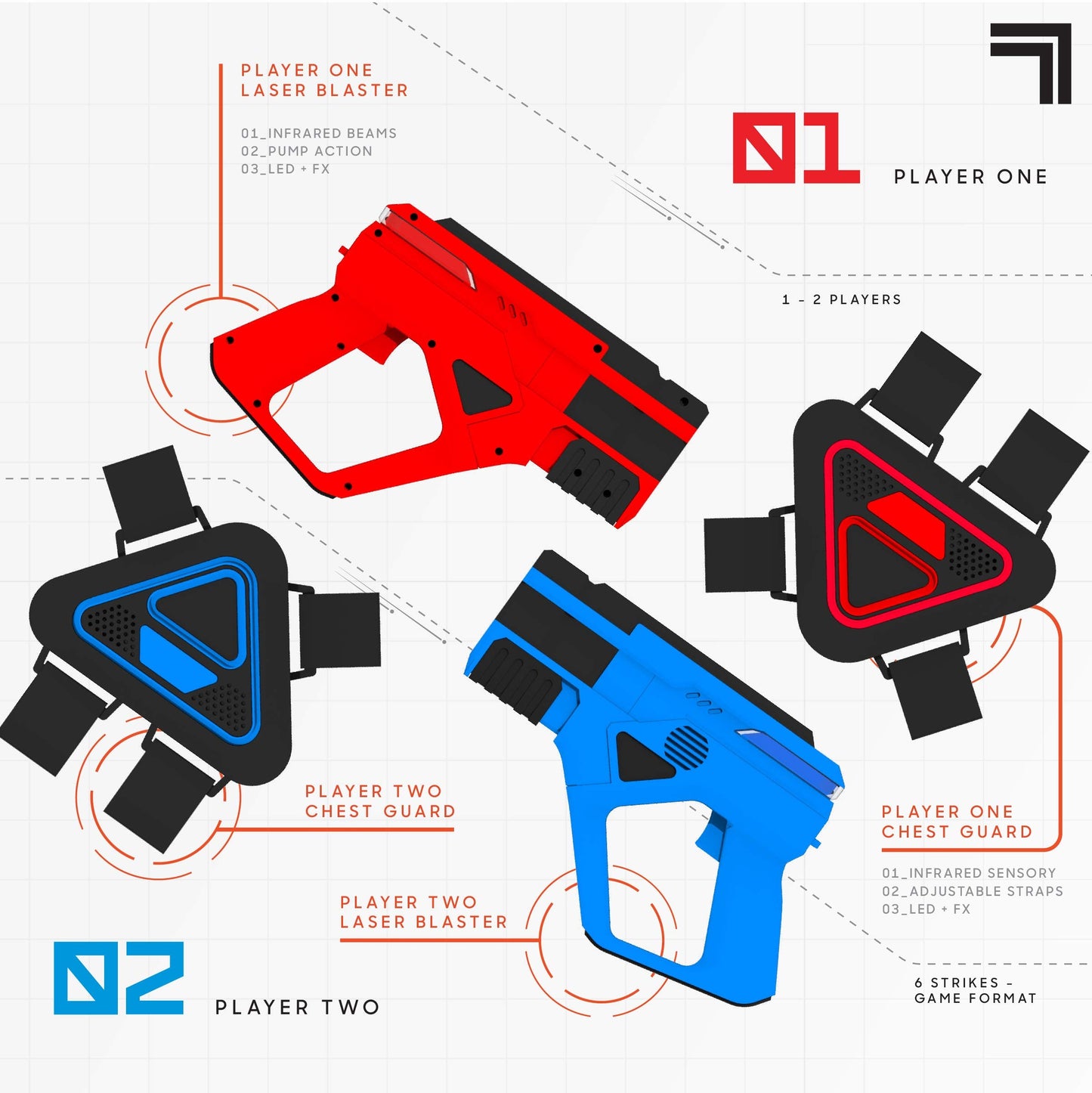 Sharper Image Laser Tag Set – 2-Pack Blaster Guns & Armor Vests