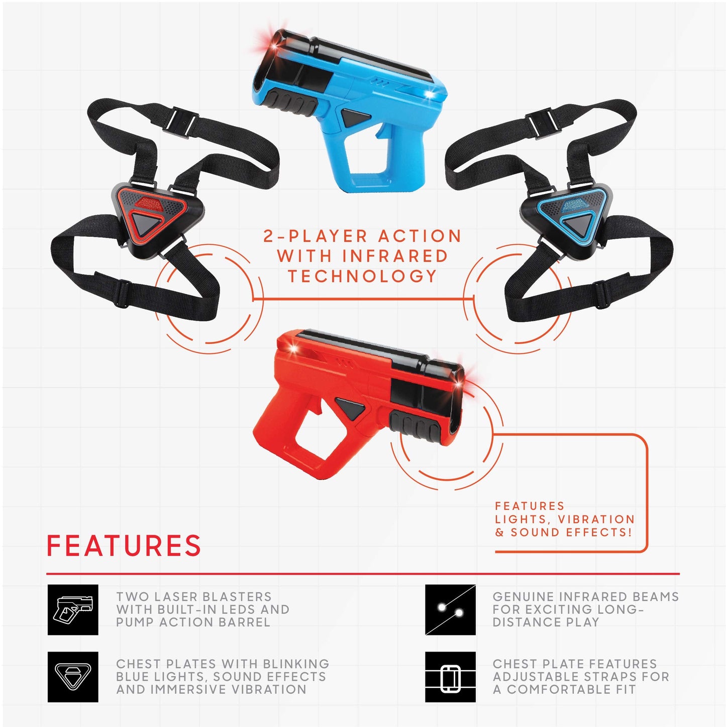 Sharper Image Laser Tag Set – 2-Pack Blaster Guns & Armor Vests