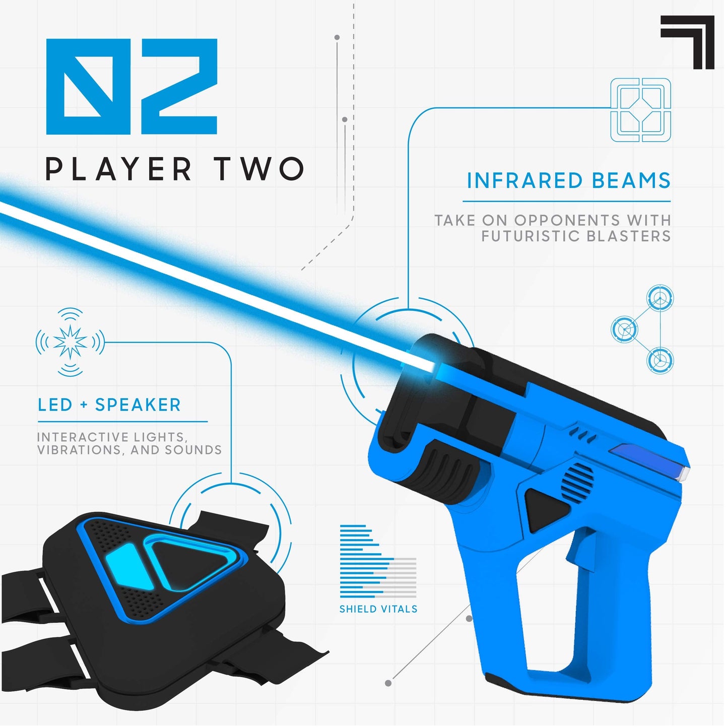 Sharper Image Laser Tag Set – 2-Pack Blaster Guns & Armor Vests