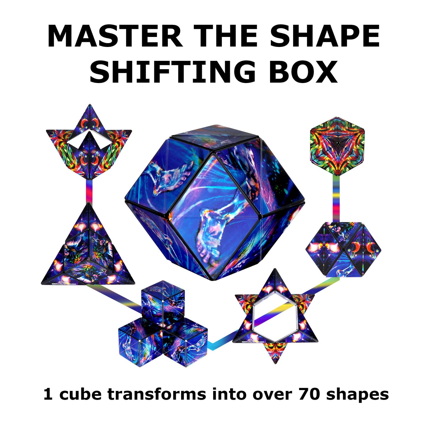Shashibo Shape Shifting Box — Cosmic Surfer | 100+ Transformations Magnetic Fidget Toy