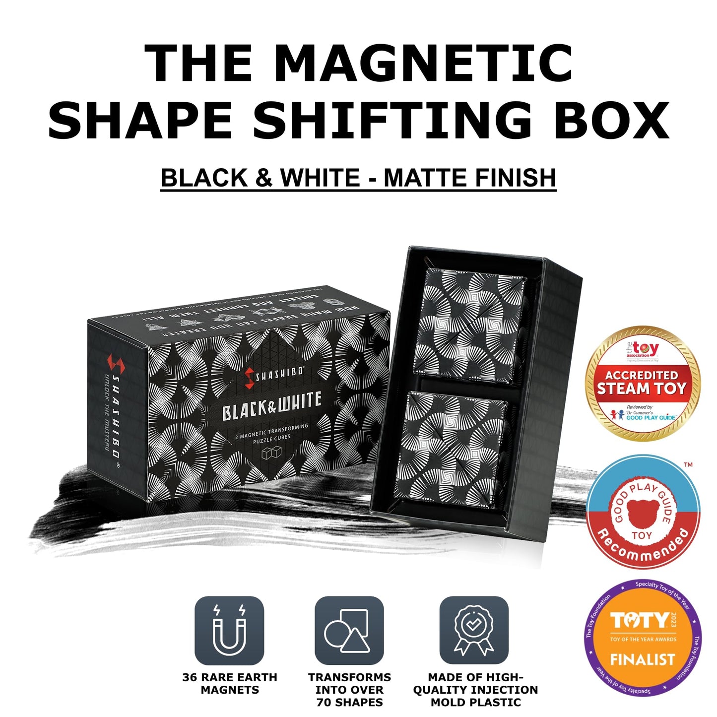 Shashibo Shape Shifting Box 2-Pack – Award-Winning Magnetic Cube with 36 Magnets, 100+ Shapes
