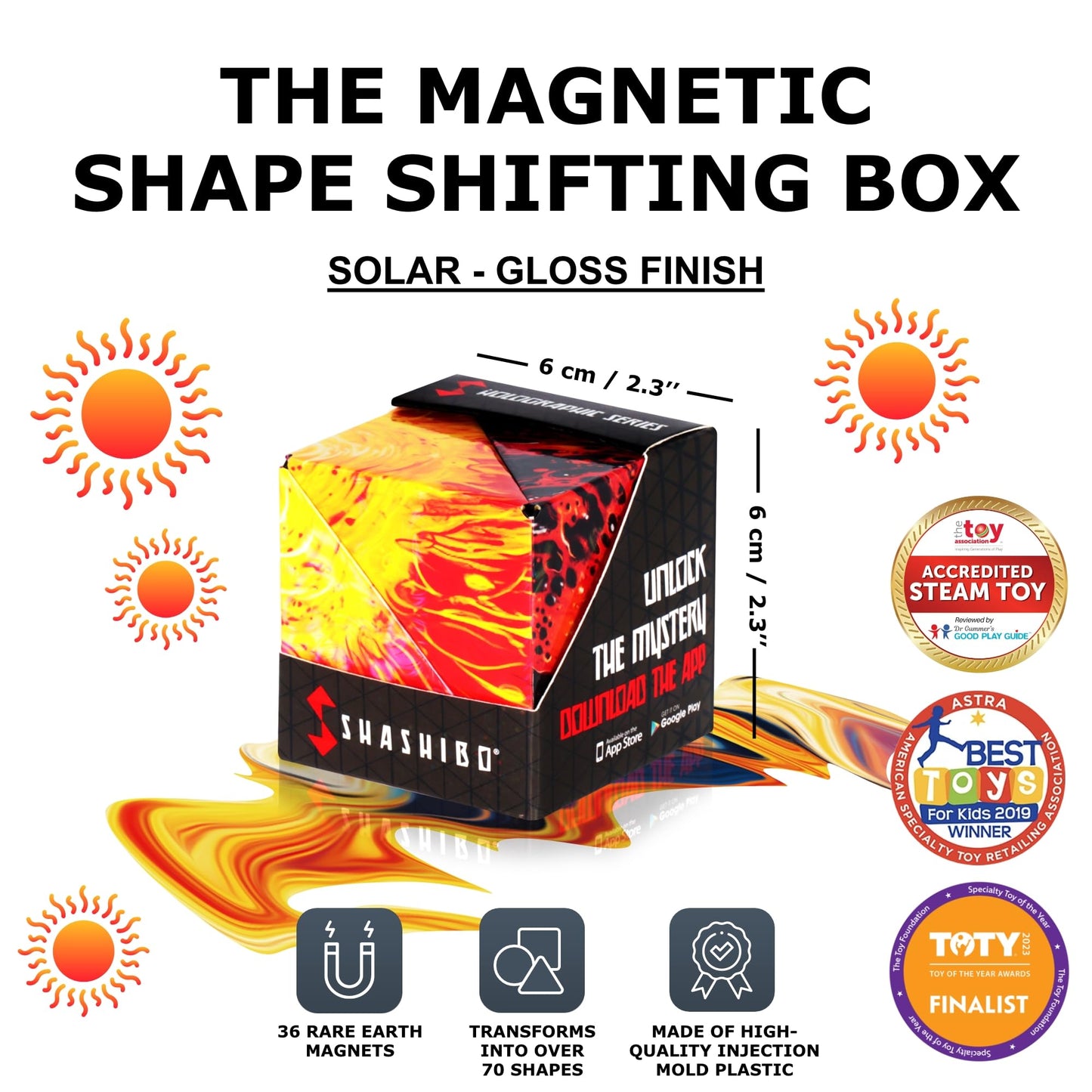 Shashibo Shape Shifting Box - Magnetic Puzzle Cube (70+ Shapes) | Award-Winning STEM Fidget Toy