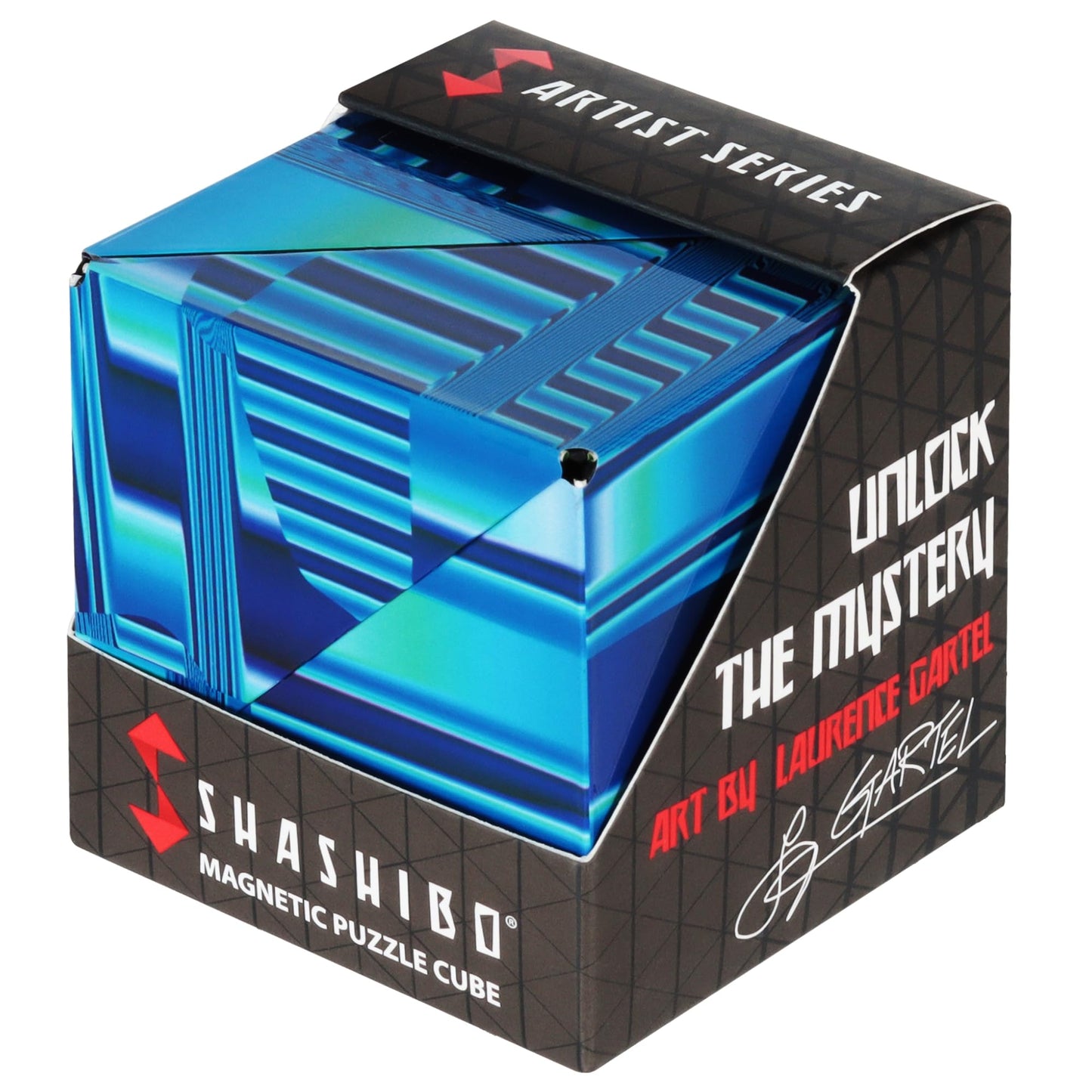 Shashibo Shape Shifting Box – Magnetic STEM Fidget Toy, 100+ Shapes, Blue Crystal