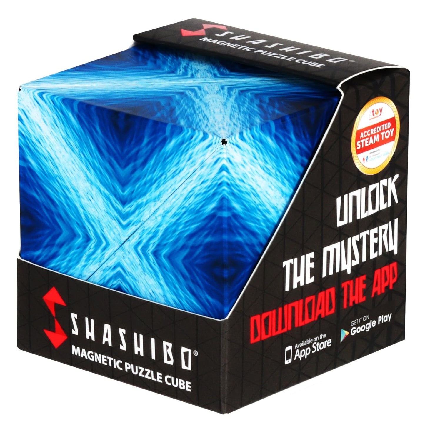 Shashibo Shape Shifting Box - Award-Winning Magnetic STEM Fidget Toy | 100+ Transformations (Blue Planet)