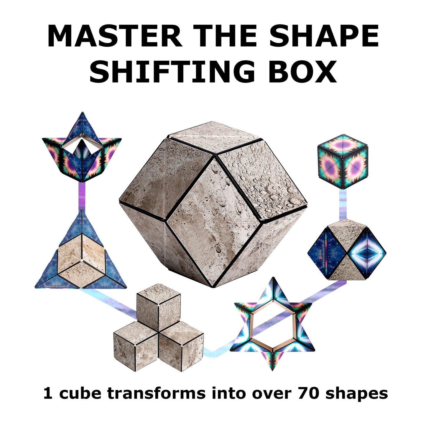 Shashibo Shape Shifting Box – Award-Winning Magnetic Puzzle Cube (Moon)
