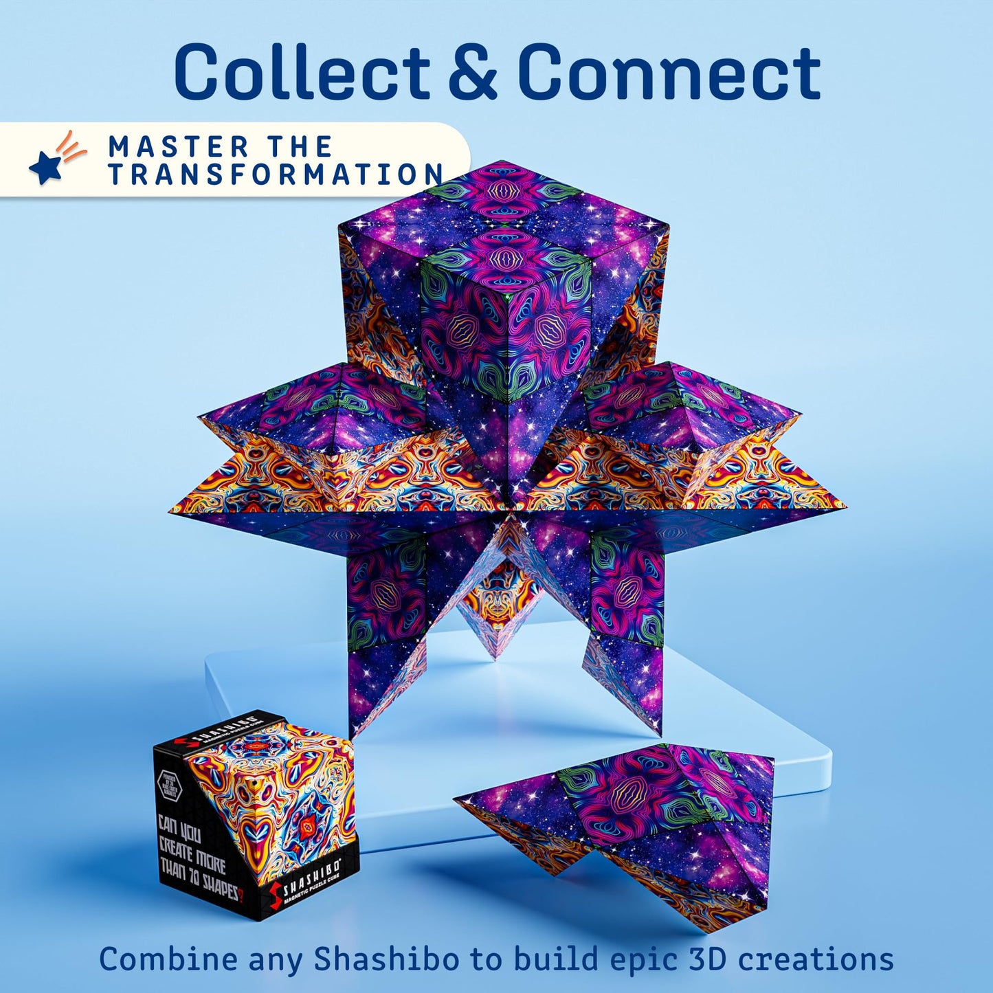 Shashibo Shape Shifting Box – 100+ Transformations, Ultra-Strong Magnets | Spaced Out Sensory STEM Toy