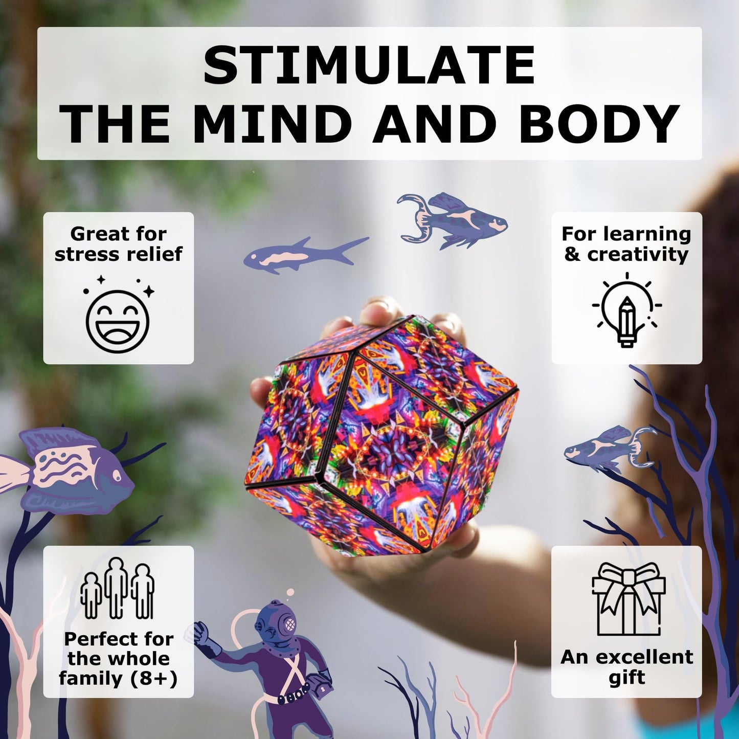 Shashibo Shape Shifting Box — 100+ Shapes, Magnetic STEM Fidget Toy