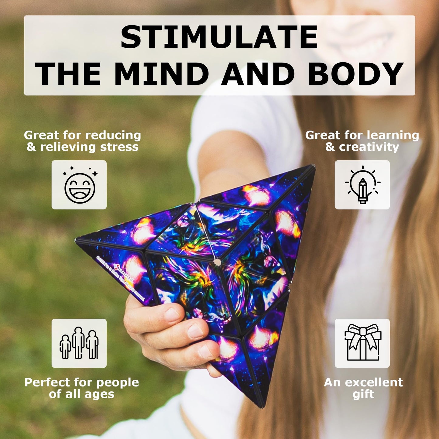 Shashibo Shape Shifting Box – Award-Winning Magnetic Puzzle Cube, 100+ Shapes (Fire Goddess)