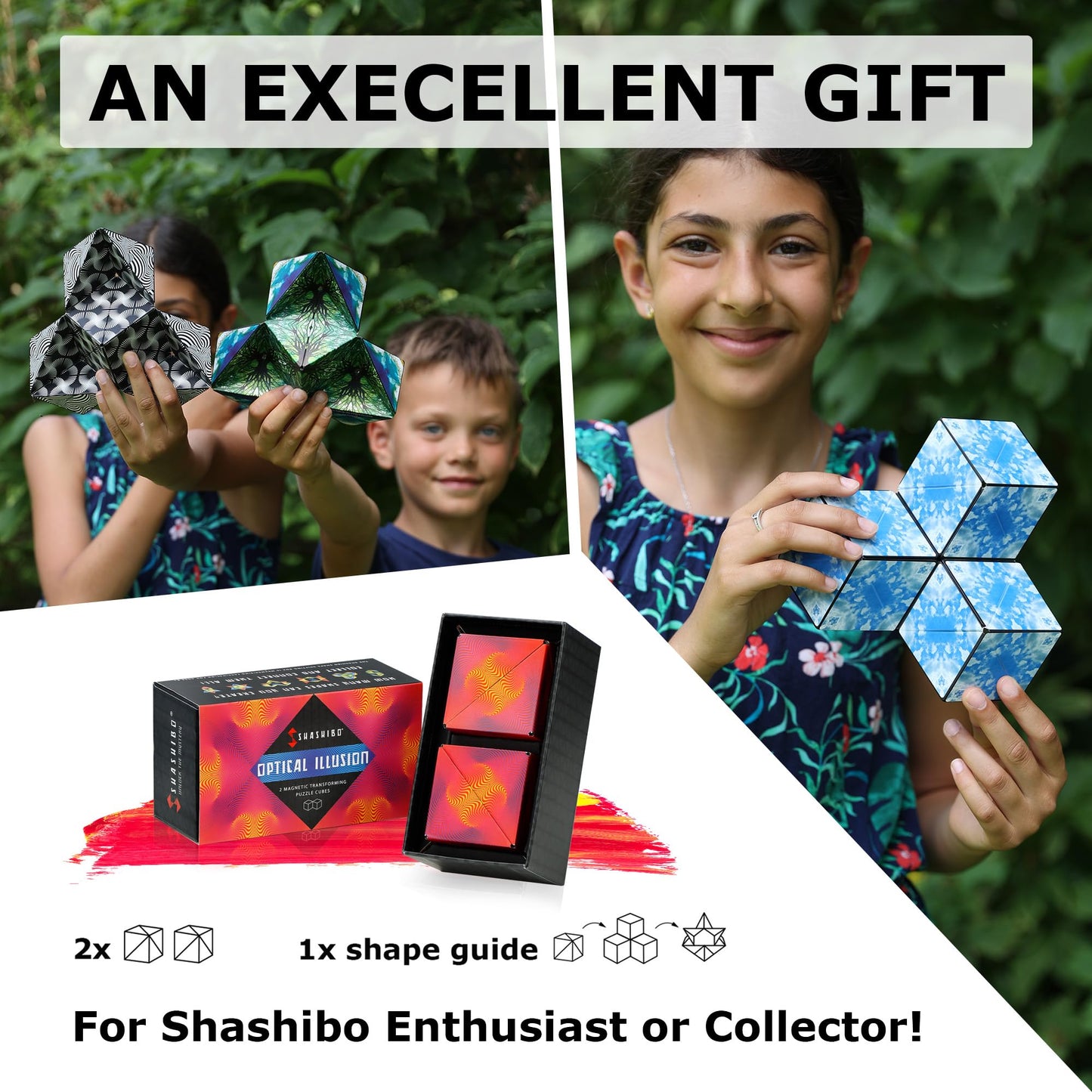 Shashibo Shape Shifting Box – 36 Magnets, 70+ Shapes, Gift Box + App