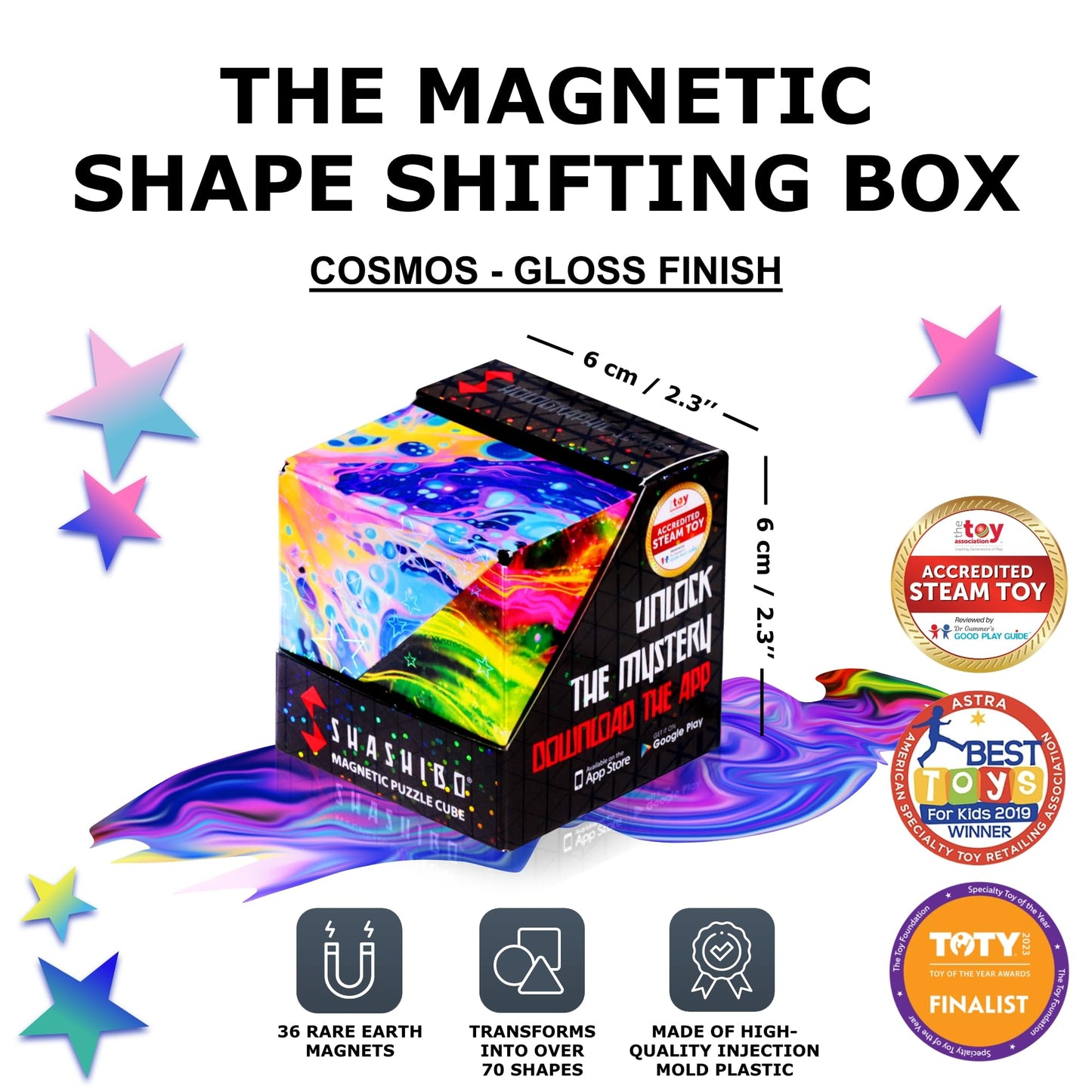 Shashibo Cosmos Shape Shifting Box | 100+ Transformations | Ultra-Strong Magnets | Award-Winning STEM Fidget Toy