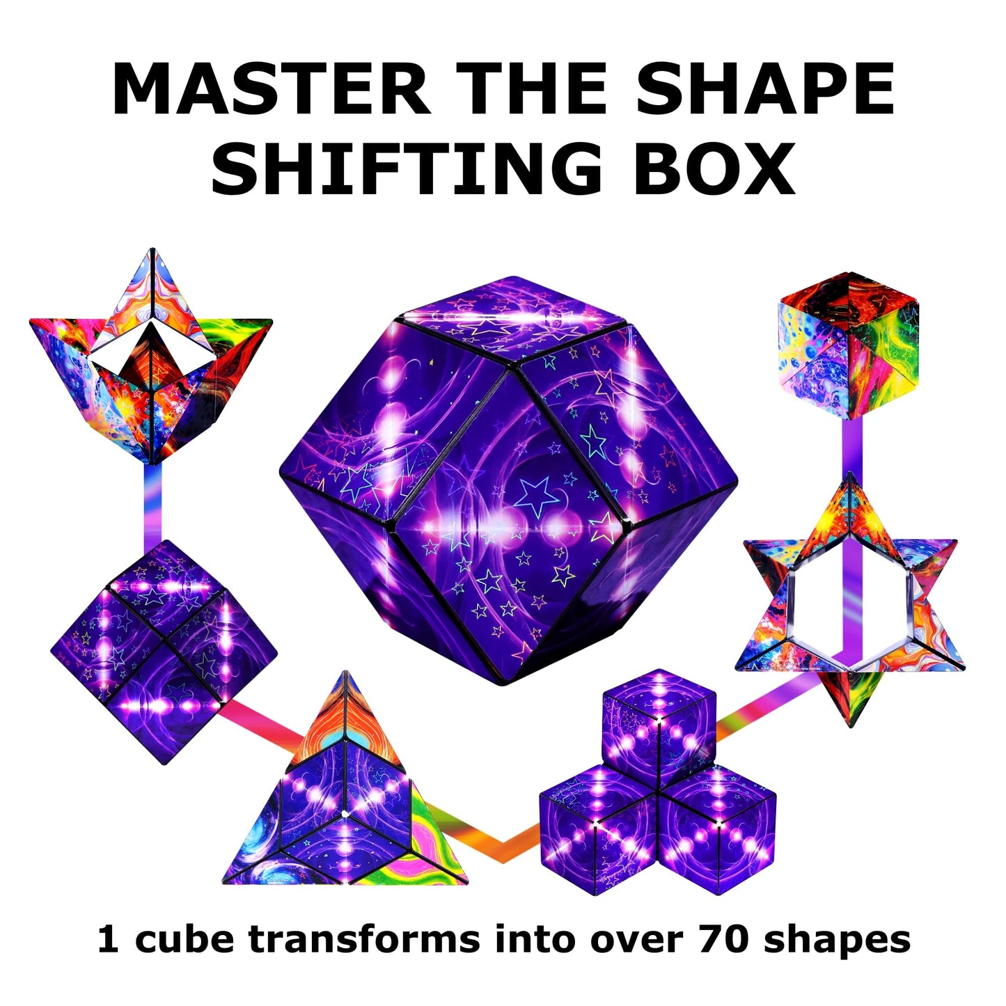 Shashibo Cosmos Shape Shifting Box | 100+ Transformations | Ultra-Strong Magnets | Award-Winning STEM Fidget Toy