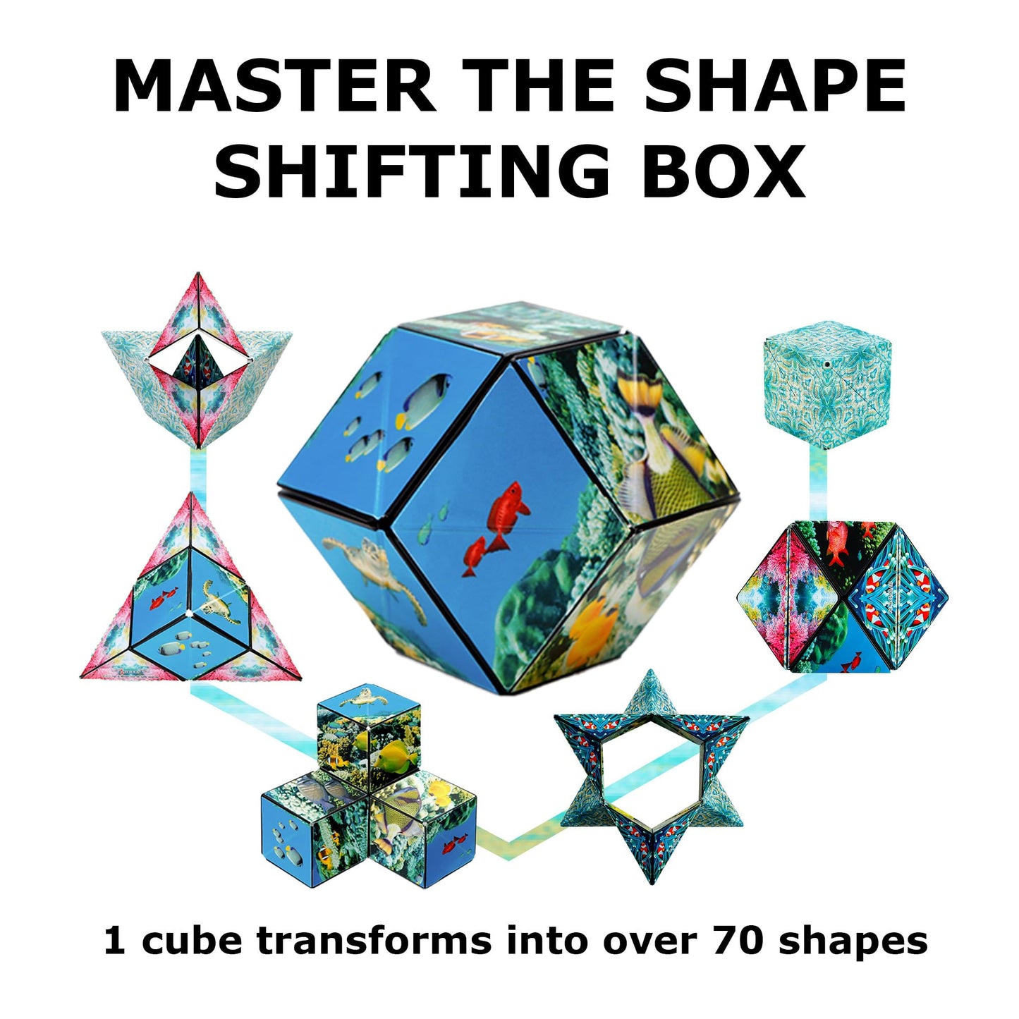 Shashibo Shape Shifting Box – 36 Magnets, 70+ Shapes, 4-Pack Gift Box