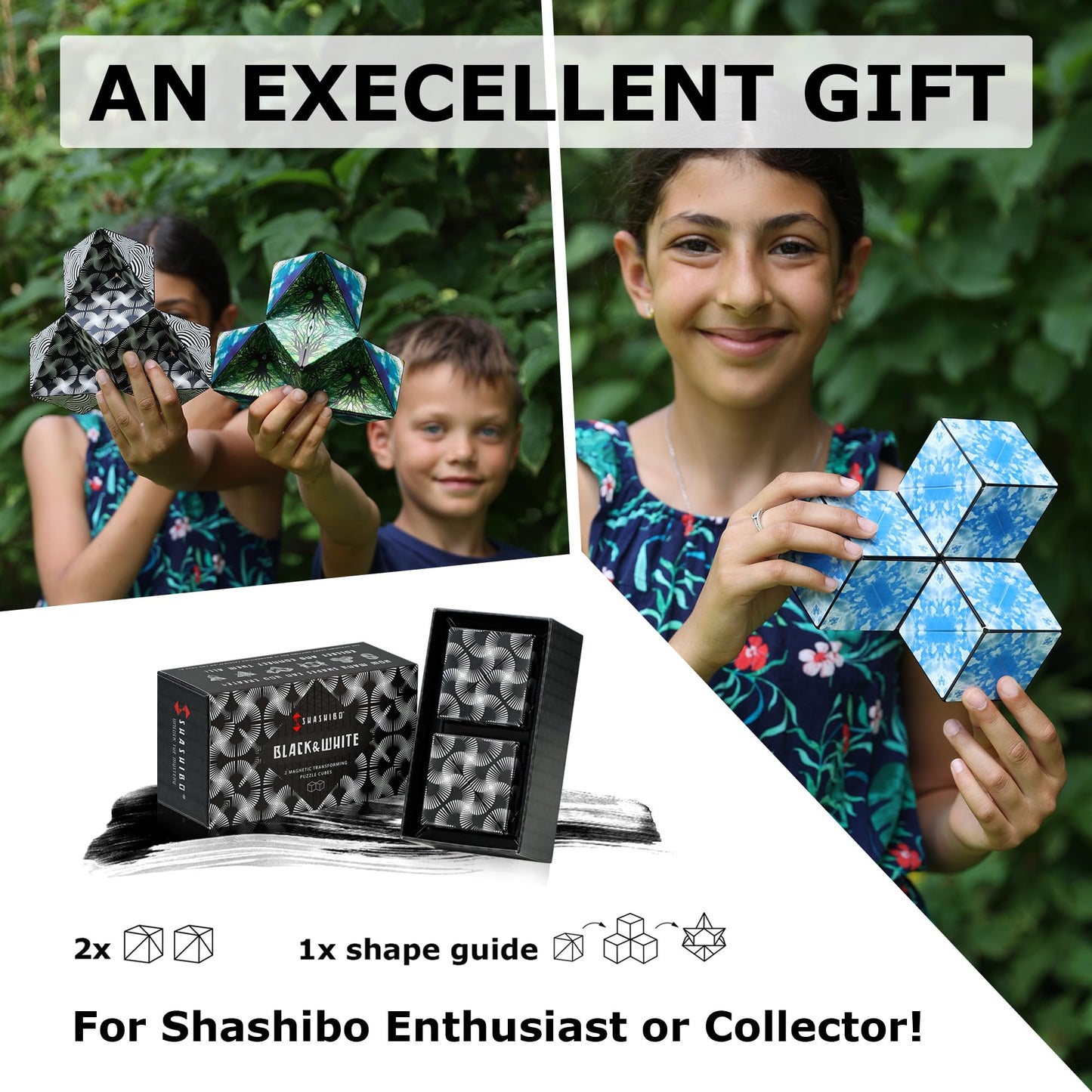 Shashibo Shape Shifting Box 2-Pack – Award-Winning Magnetic Cube with 36 Magnets, 100+ Shapes
