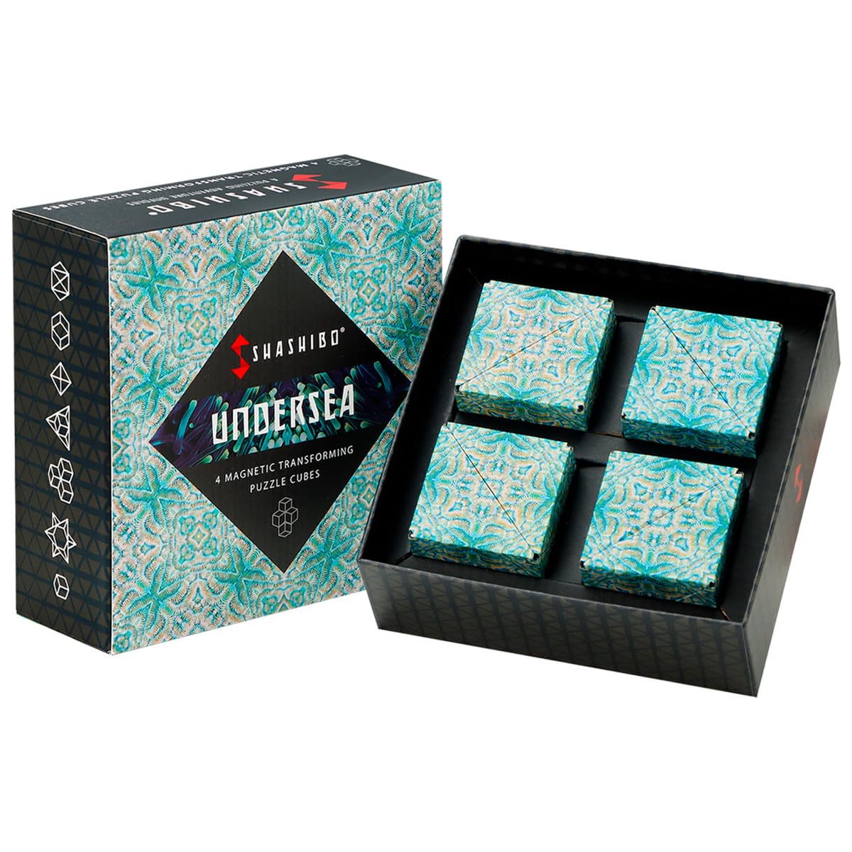 Shashibo Shape Shifting Box – 36 Magnets, 70+ Shapes, 4-Pack Gift Box