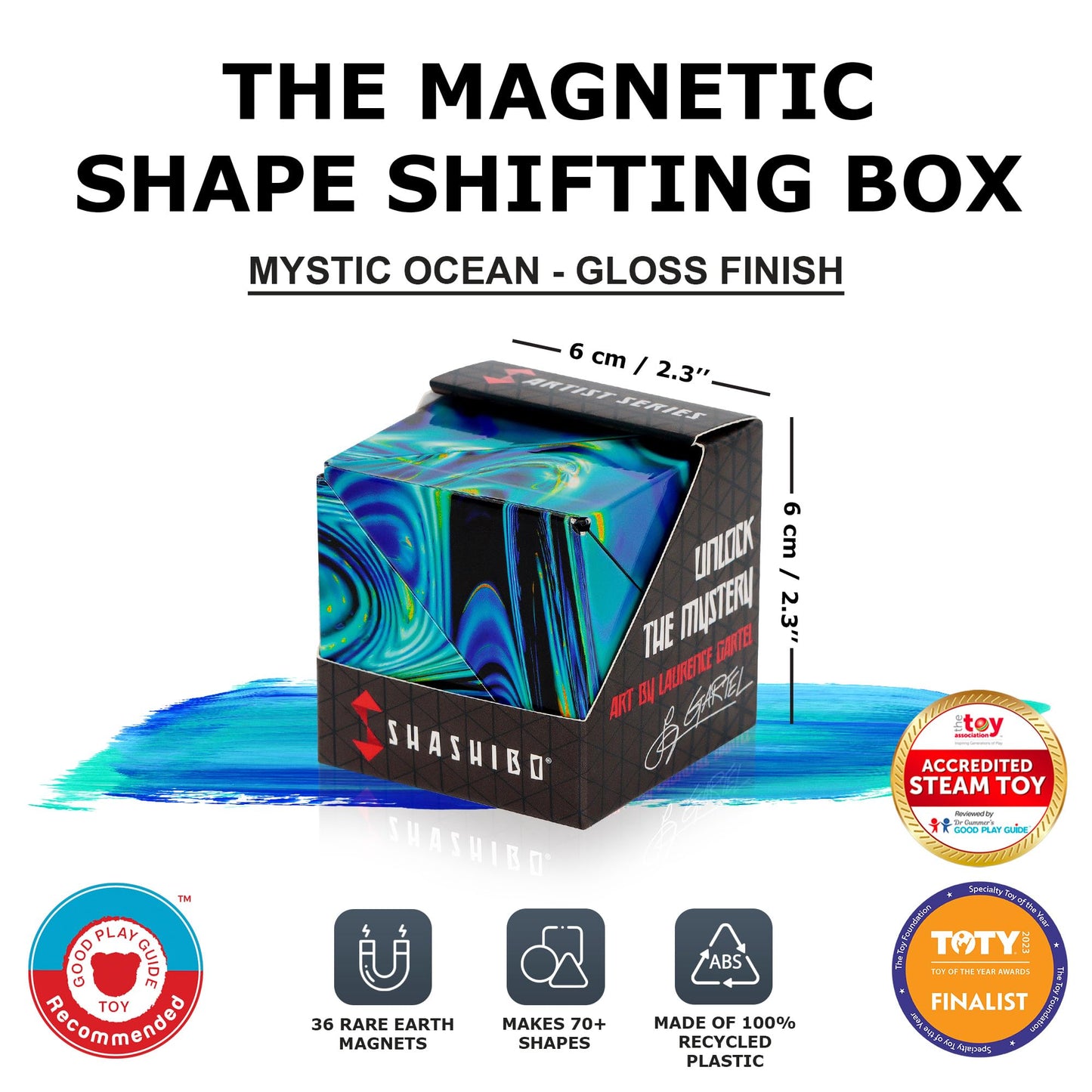 Shashibo Shape Shifting Box - Mystic Ocean | 100+ Shapes, Magnetic STEM Fidget Toy