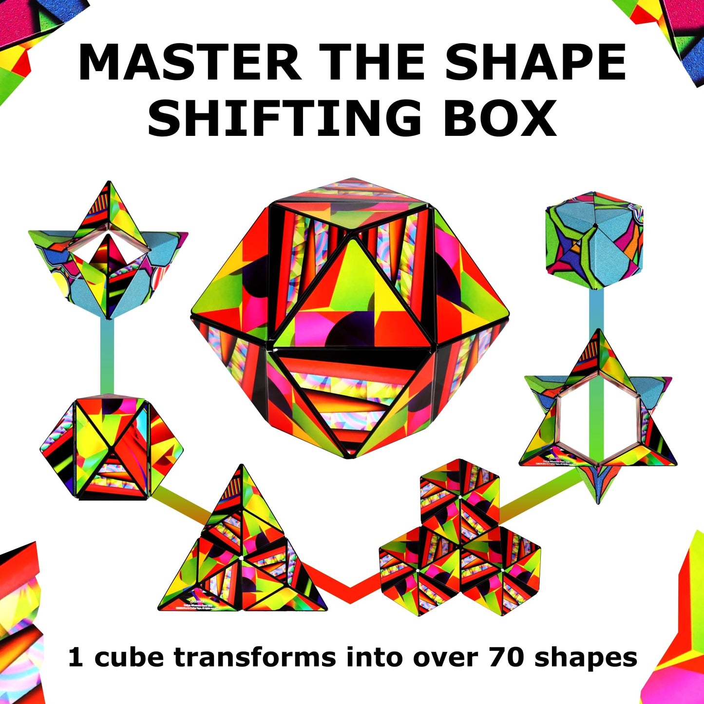 Shashibo Shape Shifting Box – Stained Glass | Award-Winning Magnetic STEM Fidget Toy with 100+ Shapes