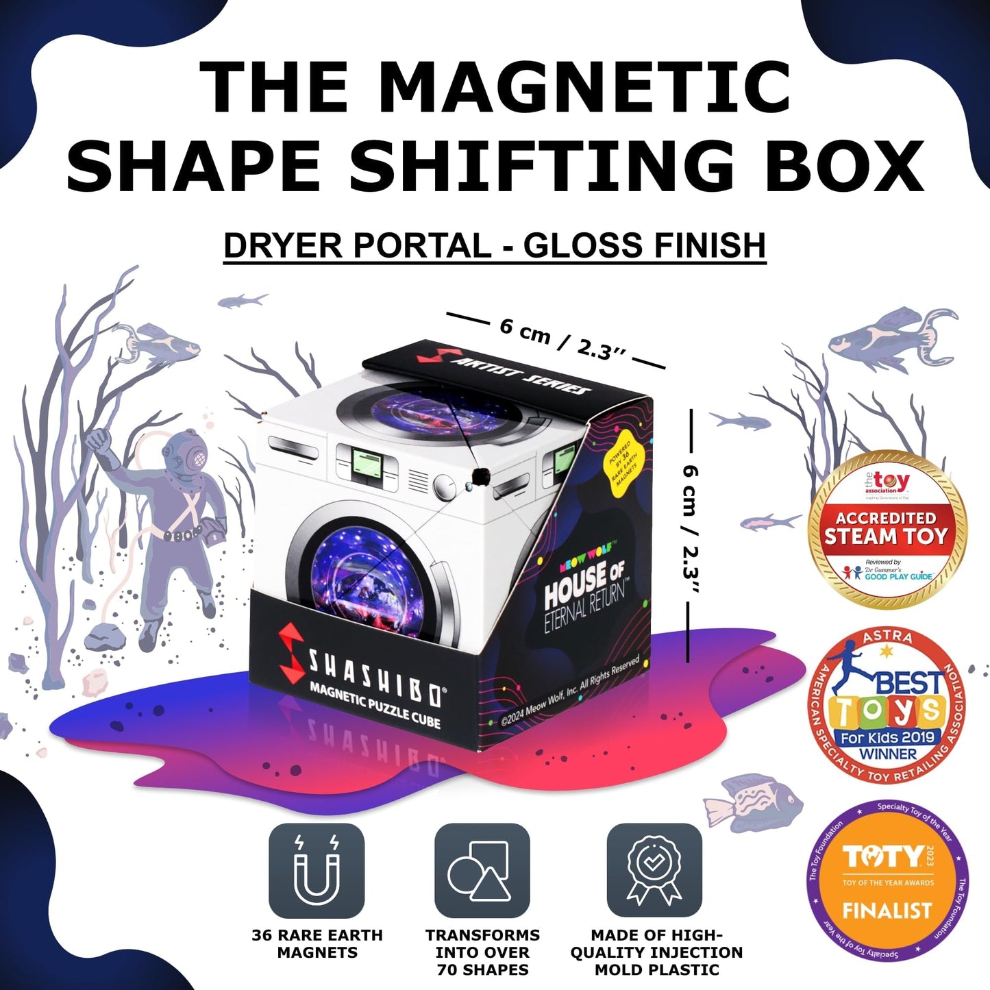 Shashibo Shape Shifting Box — 100+ Shapes, Magnetic STEM Fidget Toy