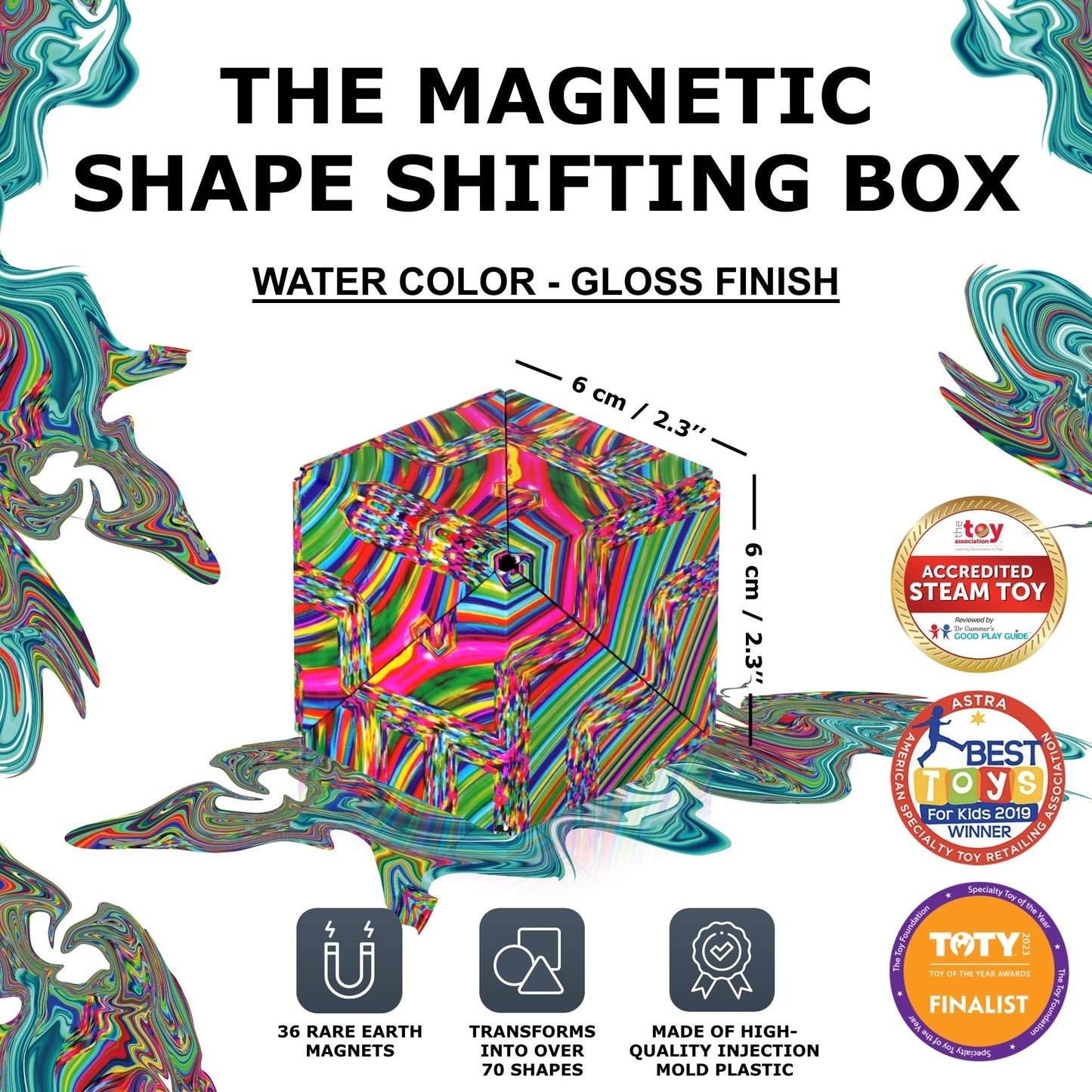 Shashibo Shape Shifting Box – Award-Winning Magnetic Fidget Toy with 100+ Shapes (Watercolor)