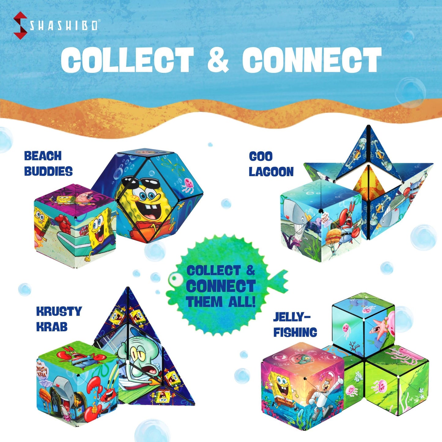 SHASHIBO SpongeBob Squarepants Shape Shifting Box — 100+ Transformations, Magnetic STEM Puzzle