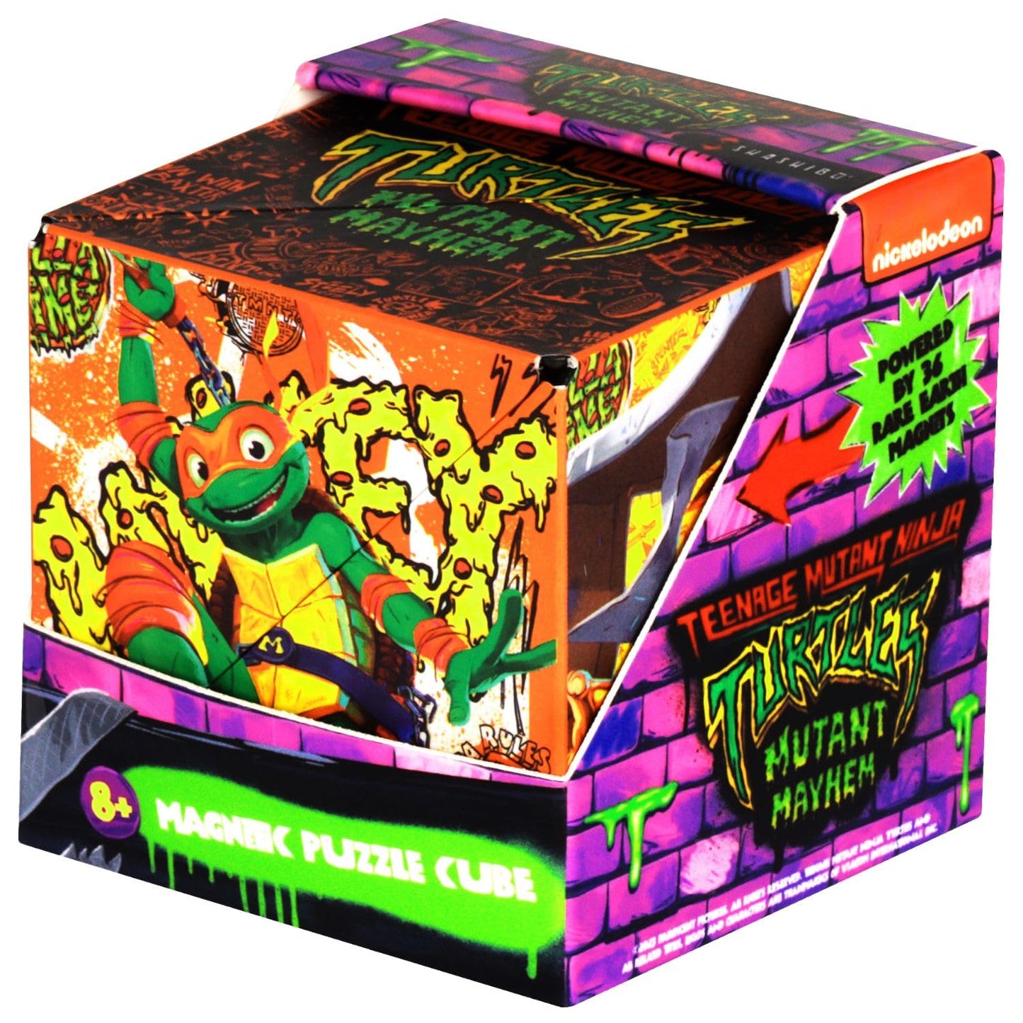 SHASHIBO TMNT Mikey Shape Shifter – 70+ Shapes, Magnetic Fidget Cube with App