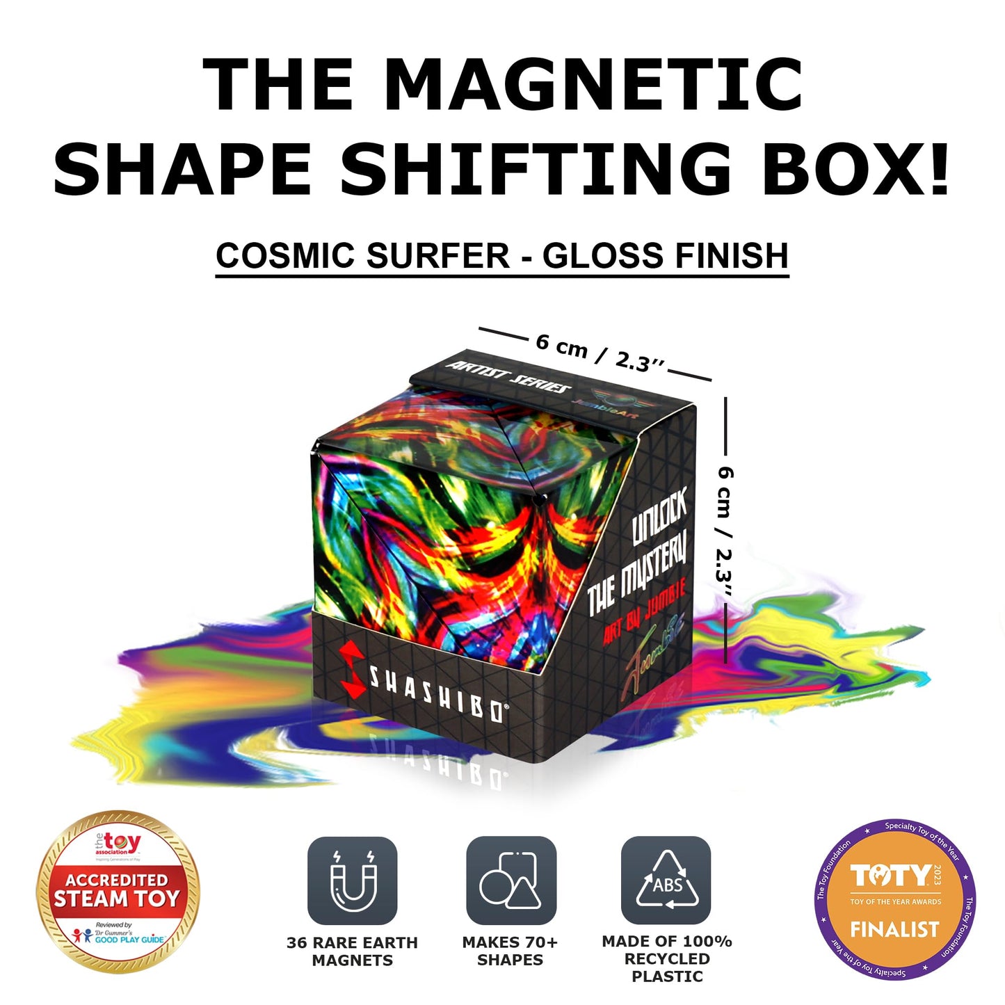 Shashibo Shape Shifting Box — Cosmic Surfer | 100+ Transformations Magnetic Fidget Toy