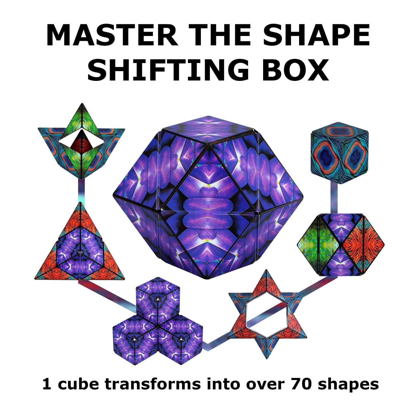 Shashibo Shape Shifting Box — 36 Magnets, 100+ Shapes, 4-Pack Gift Box + App