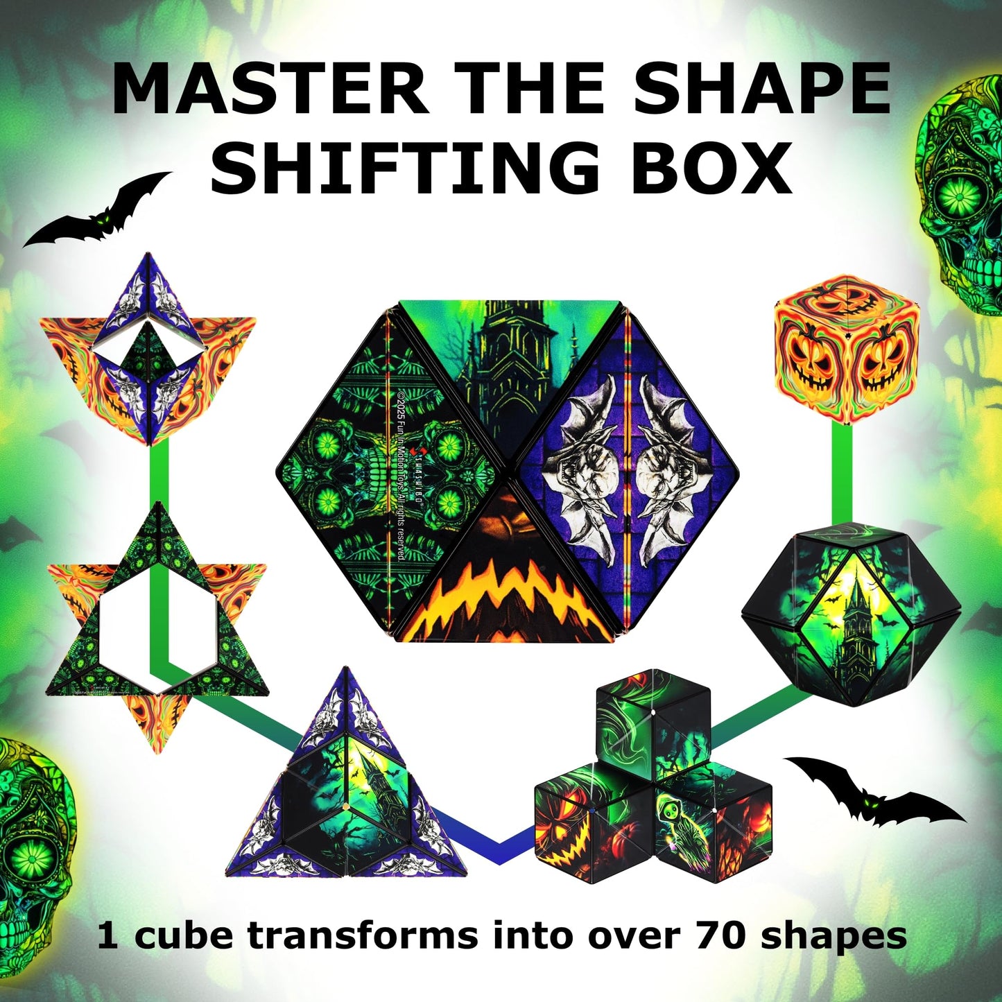 Shashibo Seasonal Halloween: Shape Shifting Box – 36 Magnets, 100+ Shapes (Ghastly Jack)