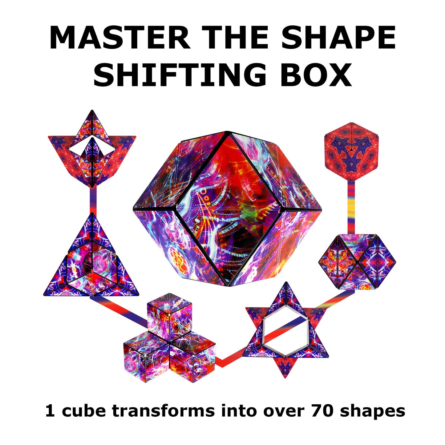 Shashibo Shape Shifting Box – Award-Winning Magnetic Puzzle Cube, 100+ Shapes (Fire Goddess)