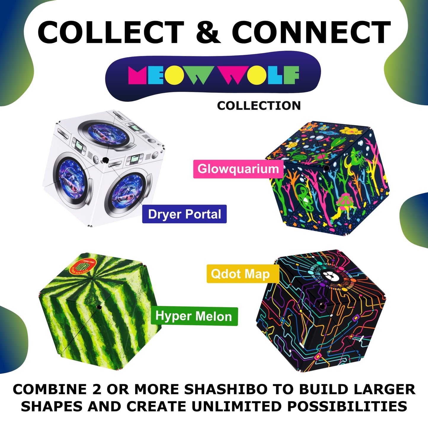 Shashibo Shape Shifting Box — Magnetic STEM Fidget Toy with 100+ Transformations (Hyper Melon)