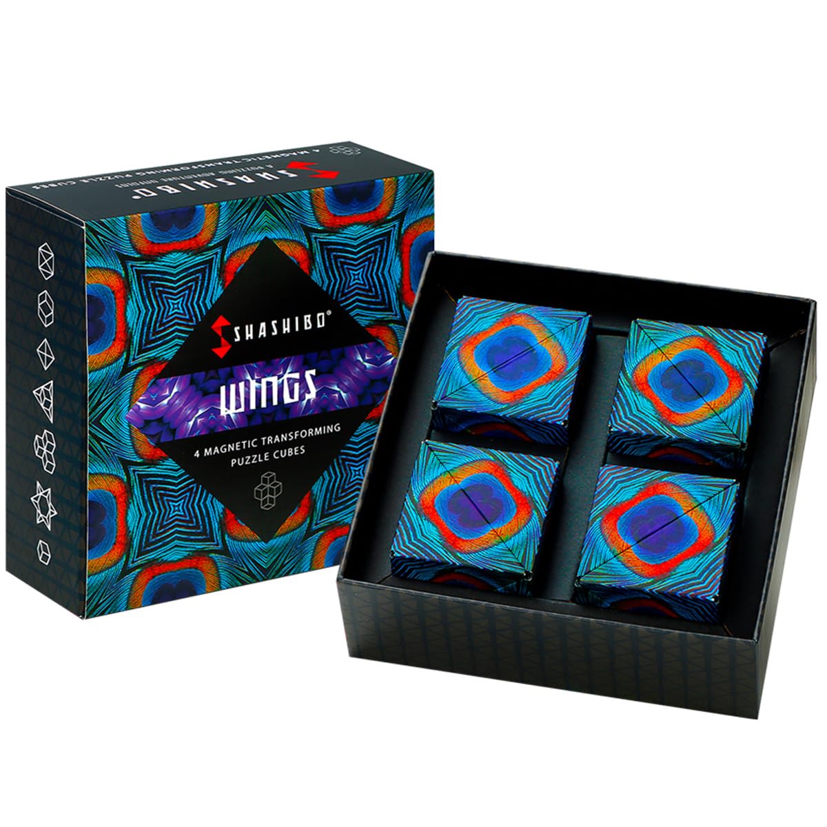 Shashibo Shape Shifting Box — 36 Magnets, 100+ Shapes, 4-Pack Gift Box + App