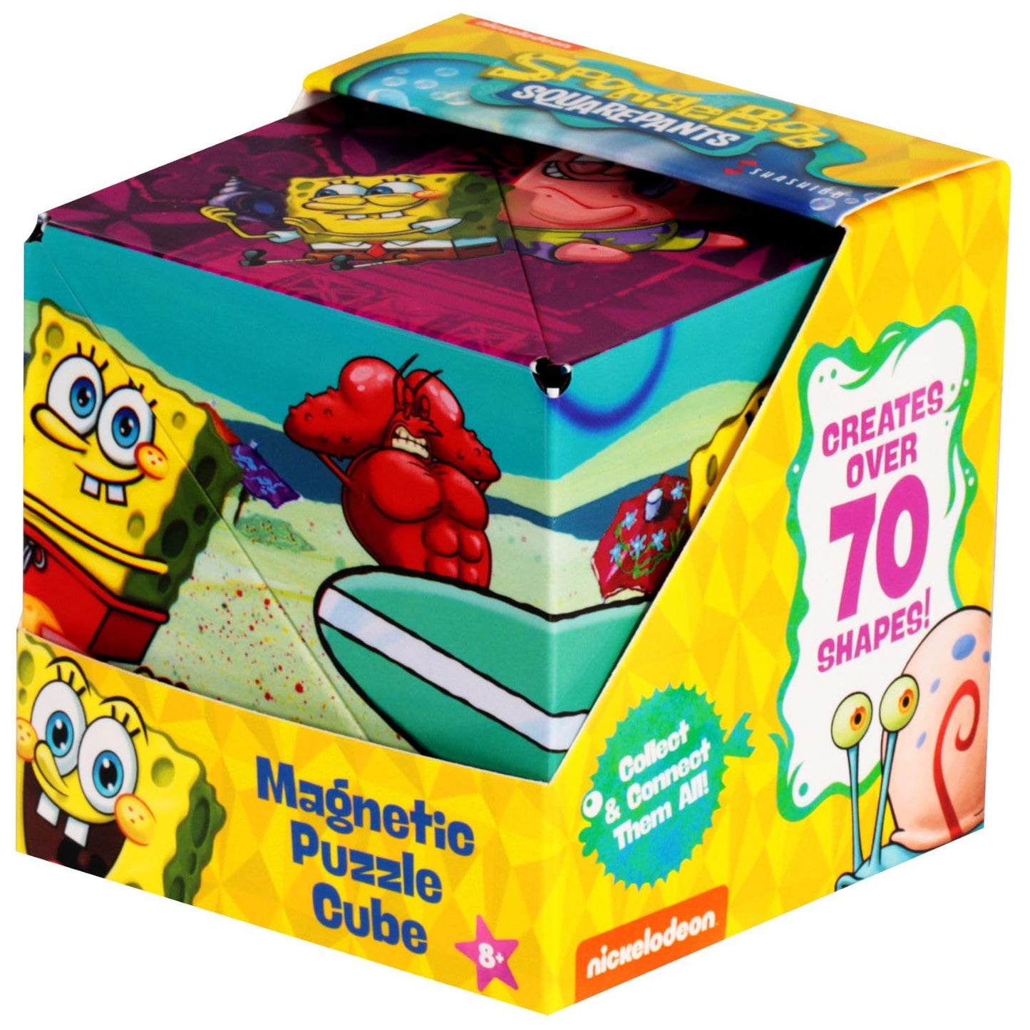 SHASHIBO SpongeBob Squarepants Shape Shifting Box – 100+ Shapes, Magnetic Fidget Cube + Fun In Motion Toys App