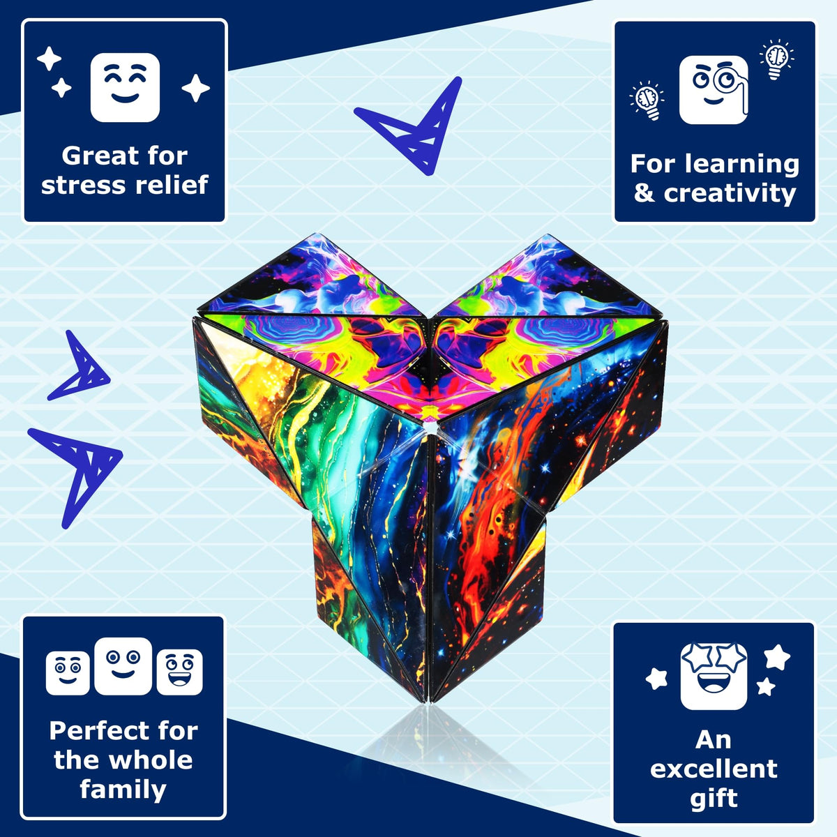 Shashibo Squared Shape Shifting Box – XL Magnetic Puzzle Fidget Toy with 72 Magnets