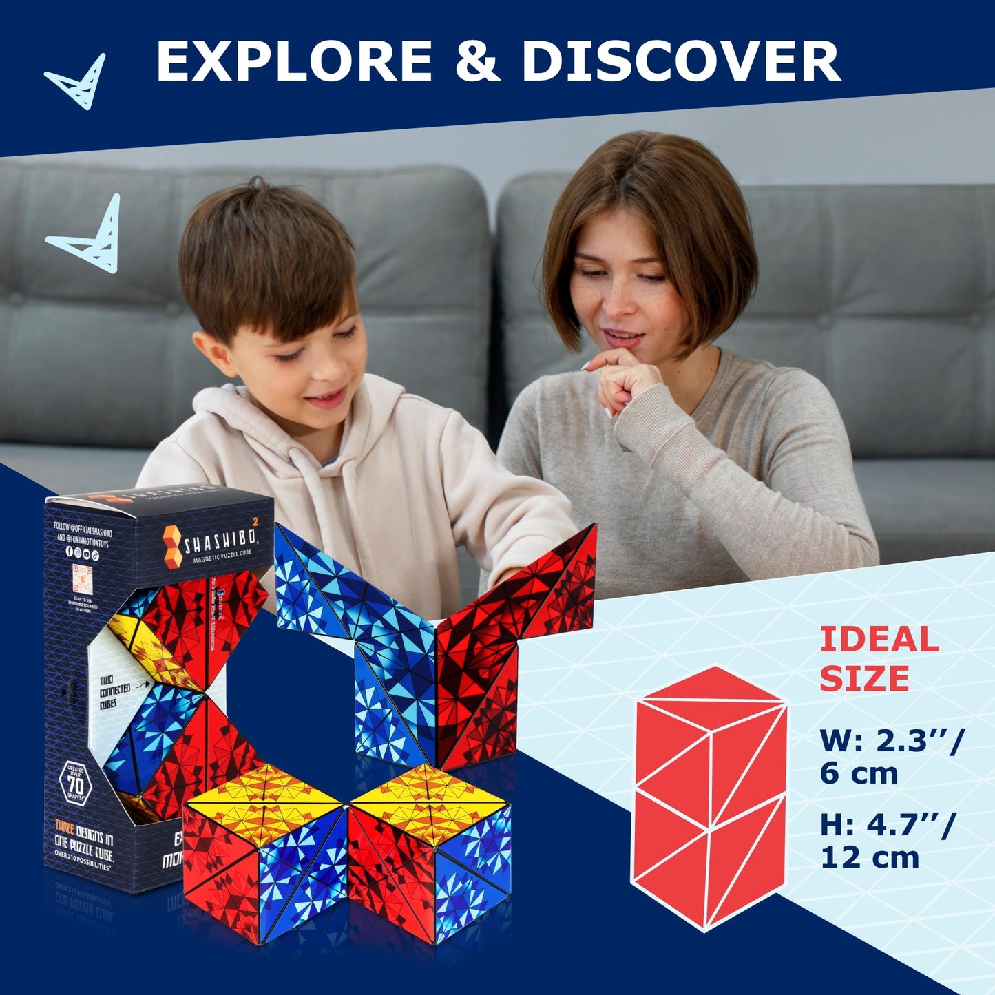 Shashibo Squared Shape Shifting Box – XL Magnetic Puzzle & Fidget Toy