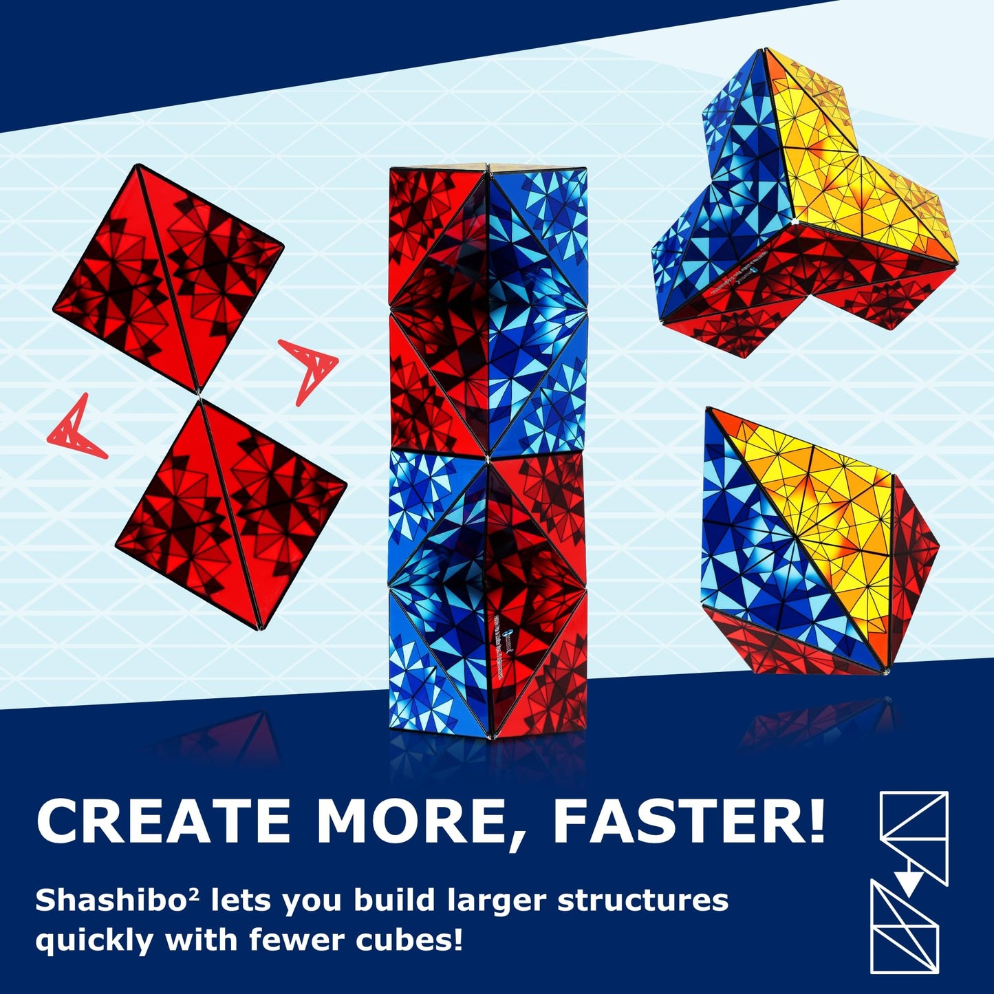 Shashibo Squared Shape Shifting Box – XL Magnetic Puzzle & Fidget Toy