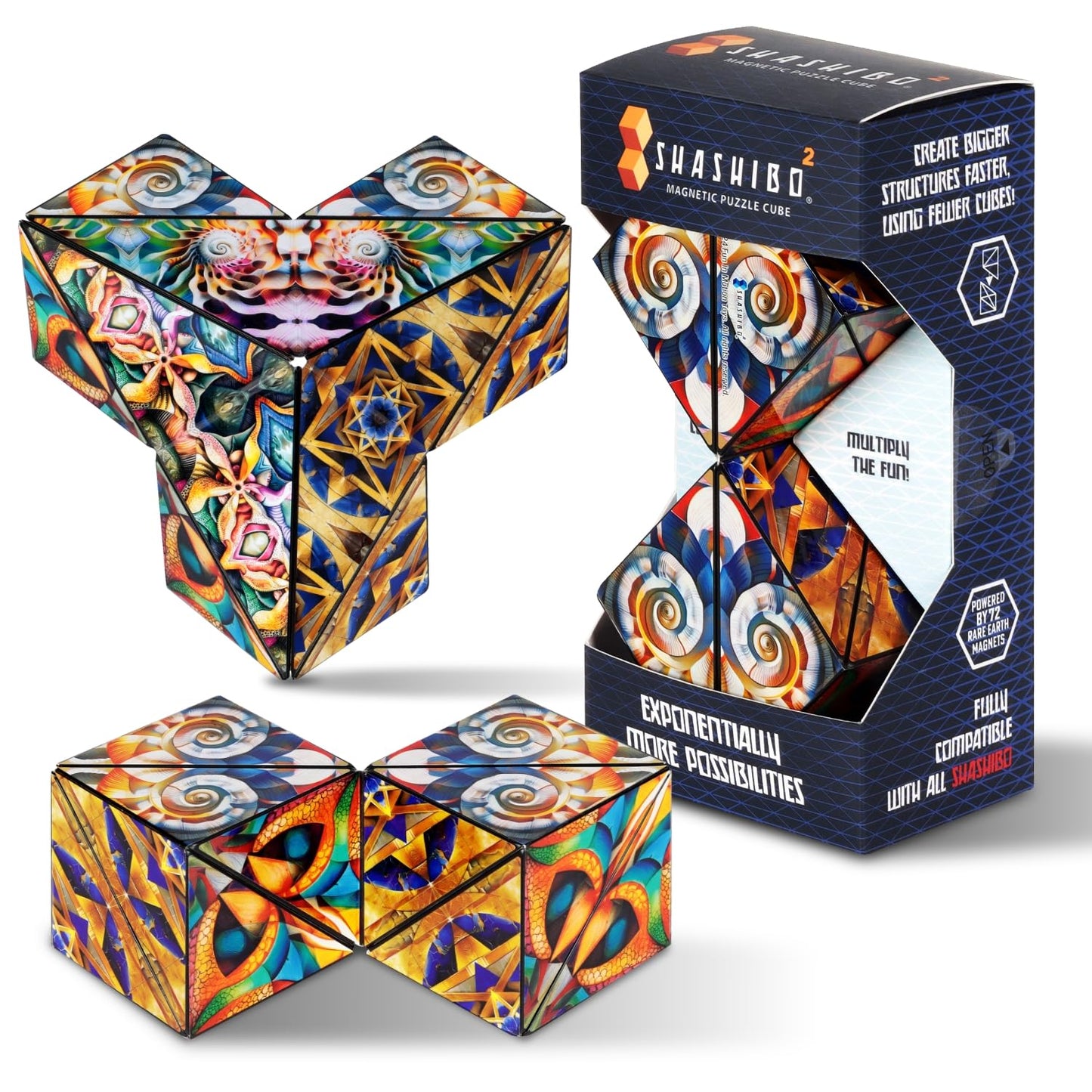 Shashibo Squared Shape Shifting Box XL – Magnetic STEM Puzzle Fidget Toy (Atlantis)
