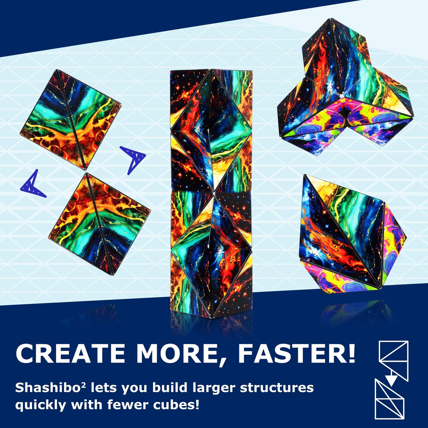 Shashibo Squared Shape Shifting Box – XL Magnetic Puzzle Fidget Toy with 72 Magnets