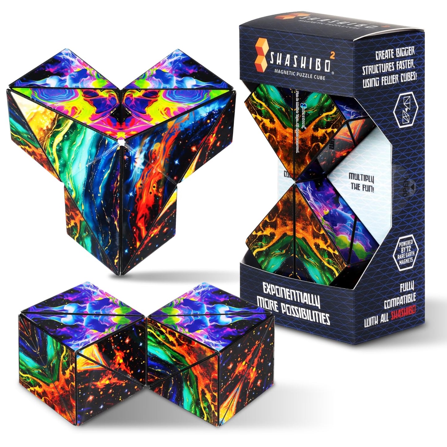 Shashibo Squared Shape Shifting Box – XL Magnetic Puzzle Fidget Toy with 72 Magnets