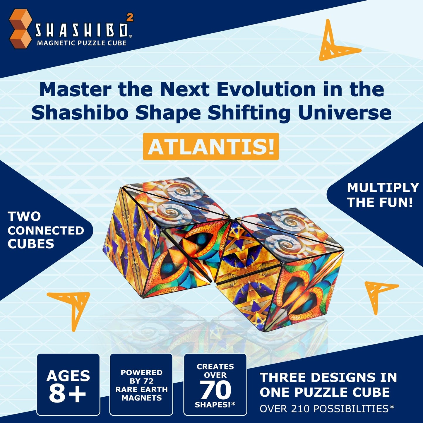 Shashibo Squared Shape Shifting Box XL – Magnetic STEM Puzzle Fidget Toy (Atlantis)