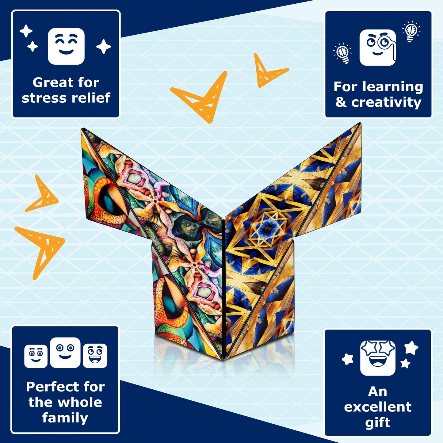 Shashibo Squared Shape Shifting Box XL – Magnetic STEM Puzzle Fidget Toy (Atlantis)