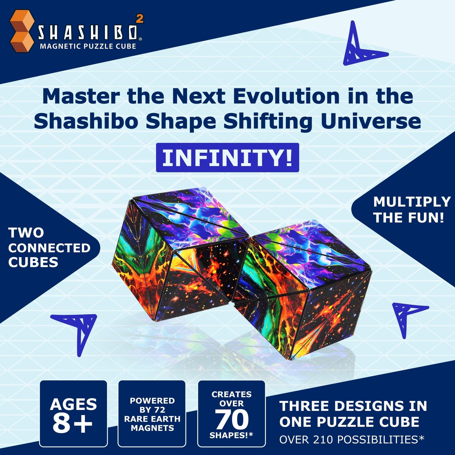 Shashibo Squared Shape Shifting Box – XL Magnetic Puzzle Fidget Toy with 72 Magnets