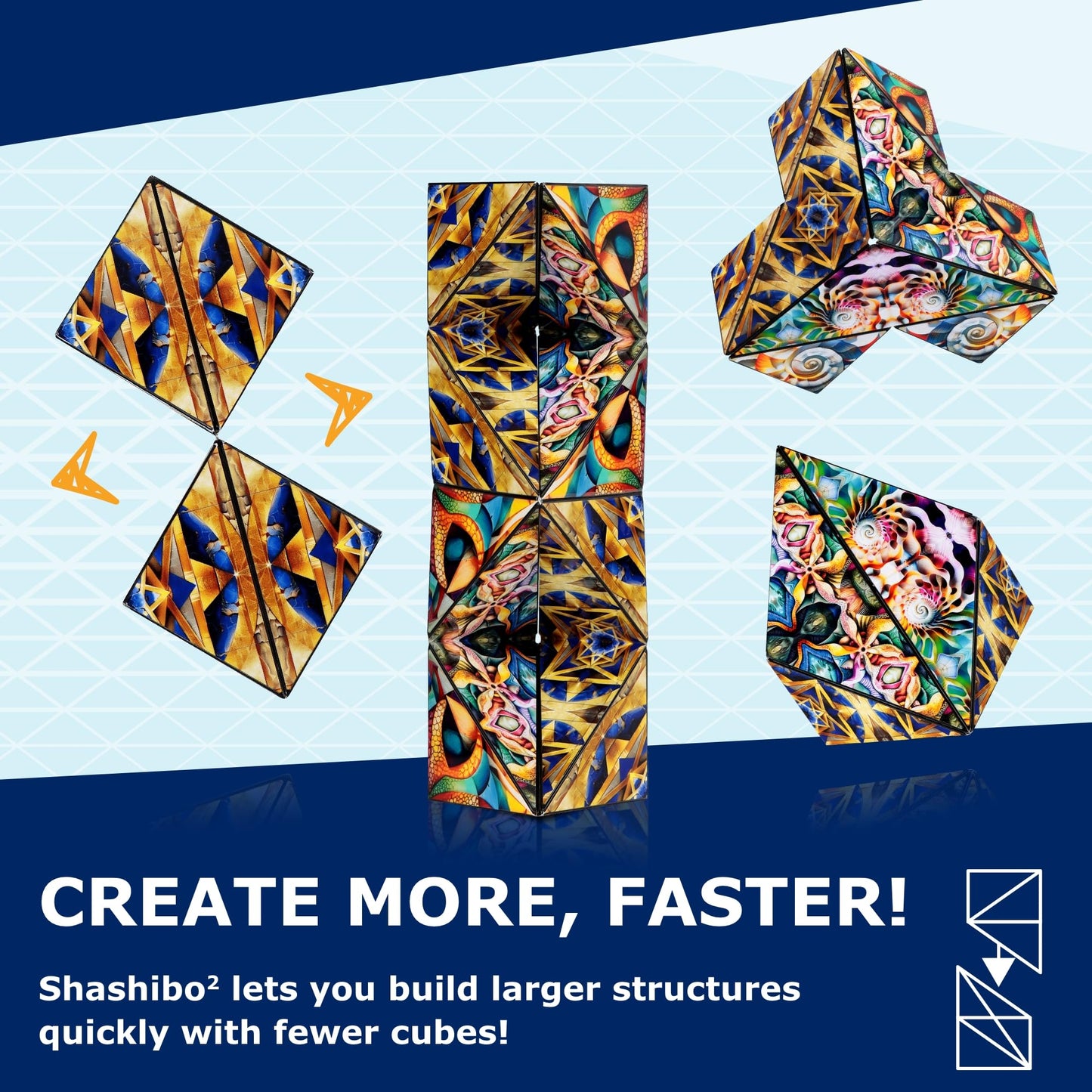 Shashibo Squared Shape Shifting Box XL – Magnetic STEM Puzzle Fidget Toy (Atlantis)