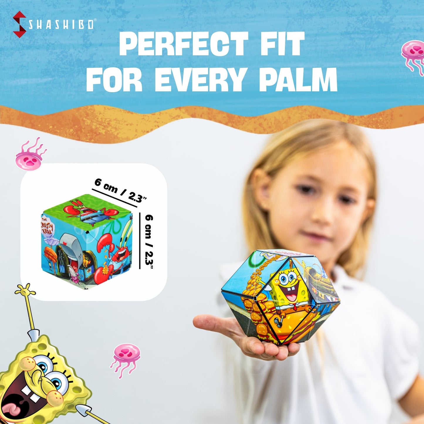 SHASHIBO SpongeBob Squarepants Shape Shifting Box — 100+ Transformations, Magnetic STEM Puzzle