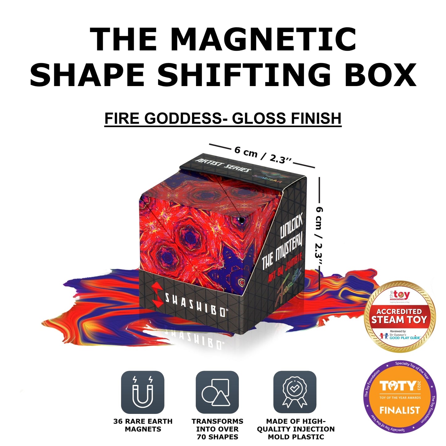 Shashibo Shape Shifting Box – Award-Winning Magnetic Puzzle Cube, 100+ Shapes (Fire Goddess)