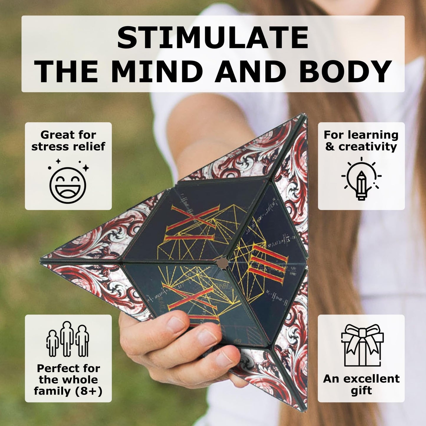 Shashibo Shape Shifting Box — 100+ Shapes, Award-Winning Magnetic Cube