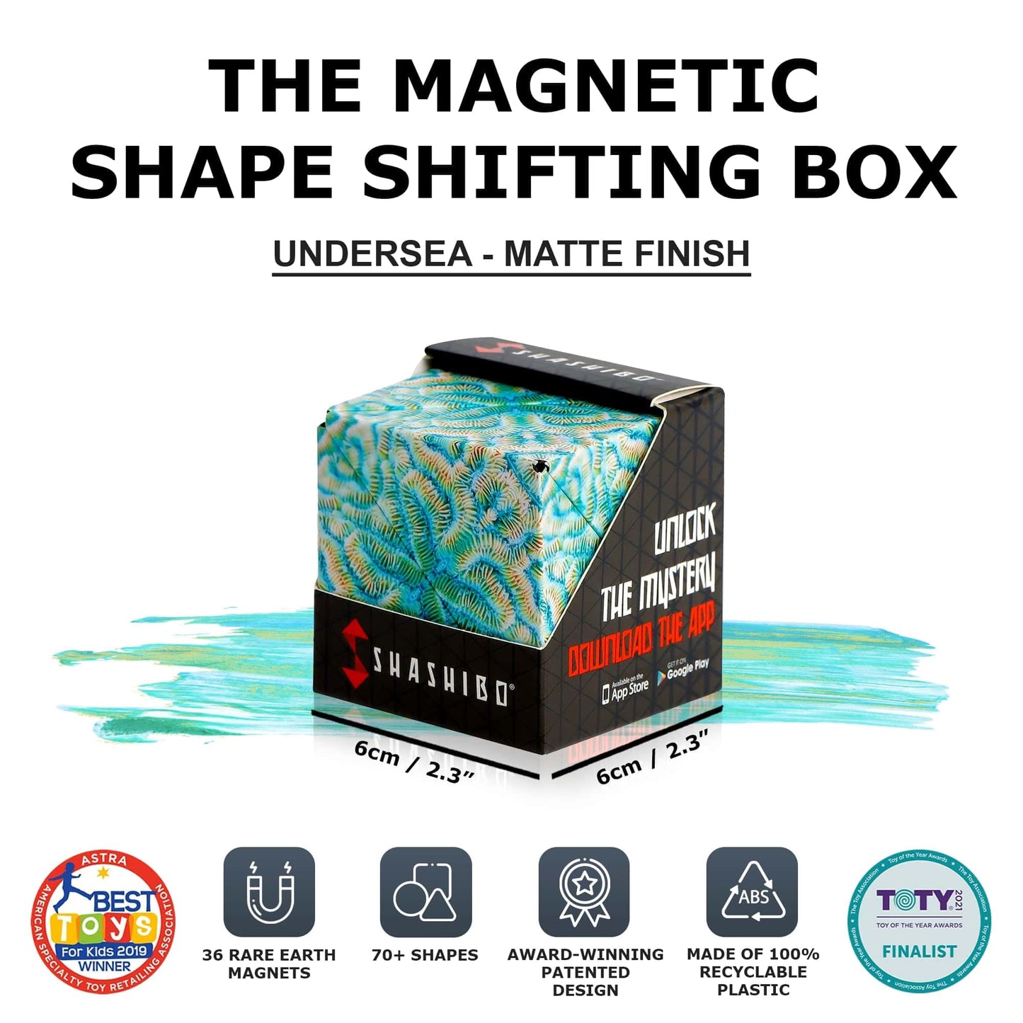 Shashibo Shape Shifting Box - Undersea Edition | 100+ Shapes, 36 Magnets | Award-Winning Fidget Toy