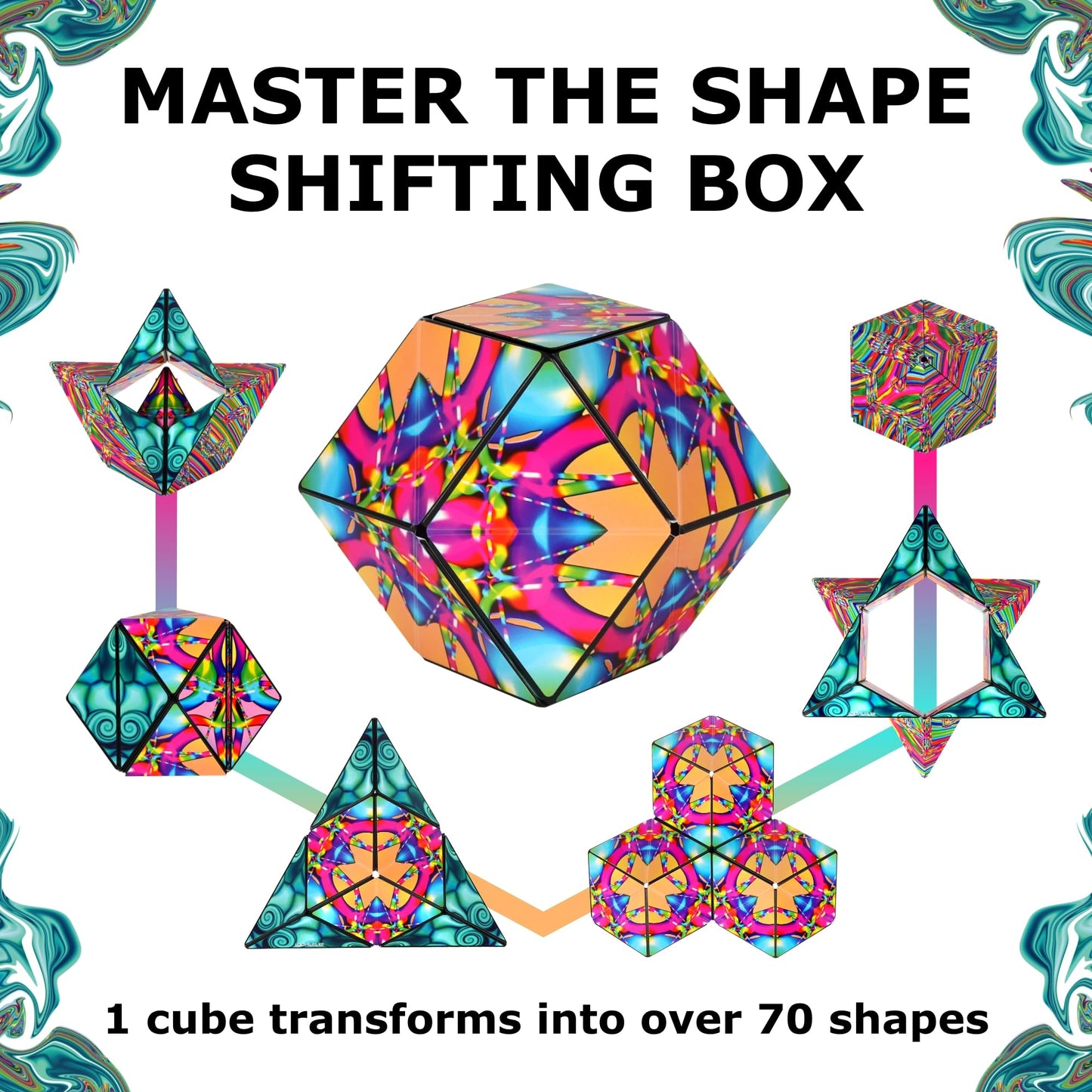 Shashibo Shape Shifting Box – Award-Winning Magnetic Fidget Toy with 100+ Shapes (Watercolor)